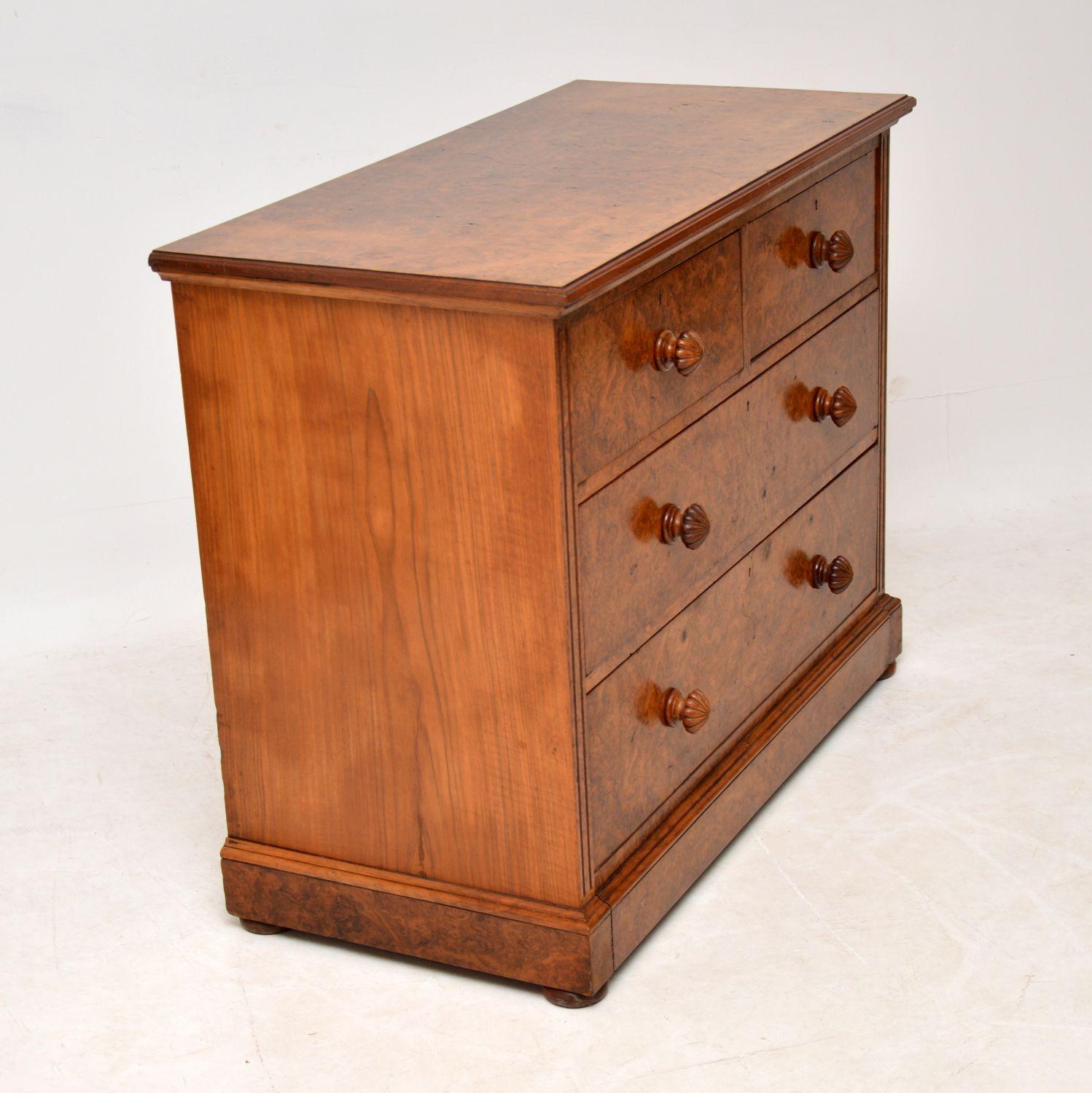 Antique Victorian Burr Walnut Chest of Drawers by James Shoolbred In Good Condition In London, GB