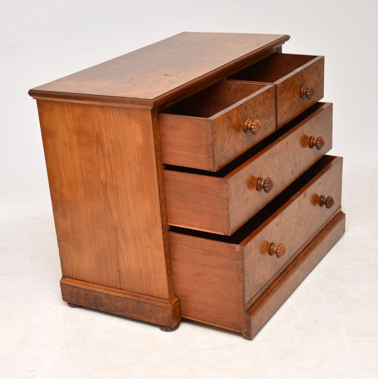 Mid-19th Century Antique Victorian Burr Walnut Chest of Drawers by James Shoolbred