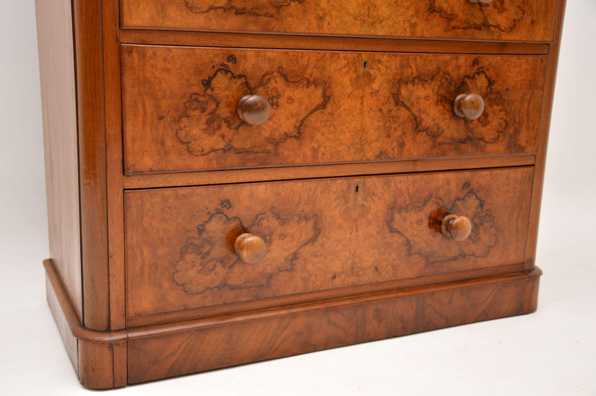 Antique Victorian Burr Walnut Chest of Drawers In Good Condition In London, GB