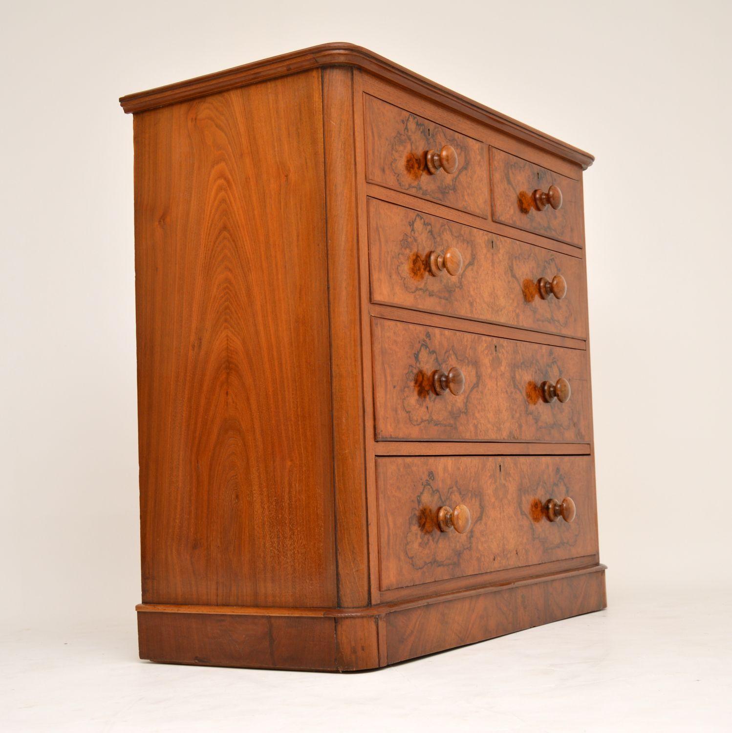 Antique Victorian Burr Walnut Chest of Drawers 3