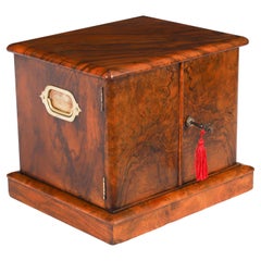 Antique Victorian Burr Walnut Cigar Humidor / Collectors CabinetC187019thCentury