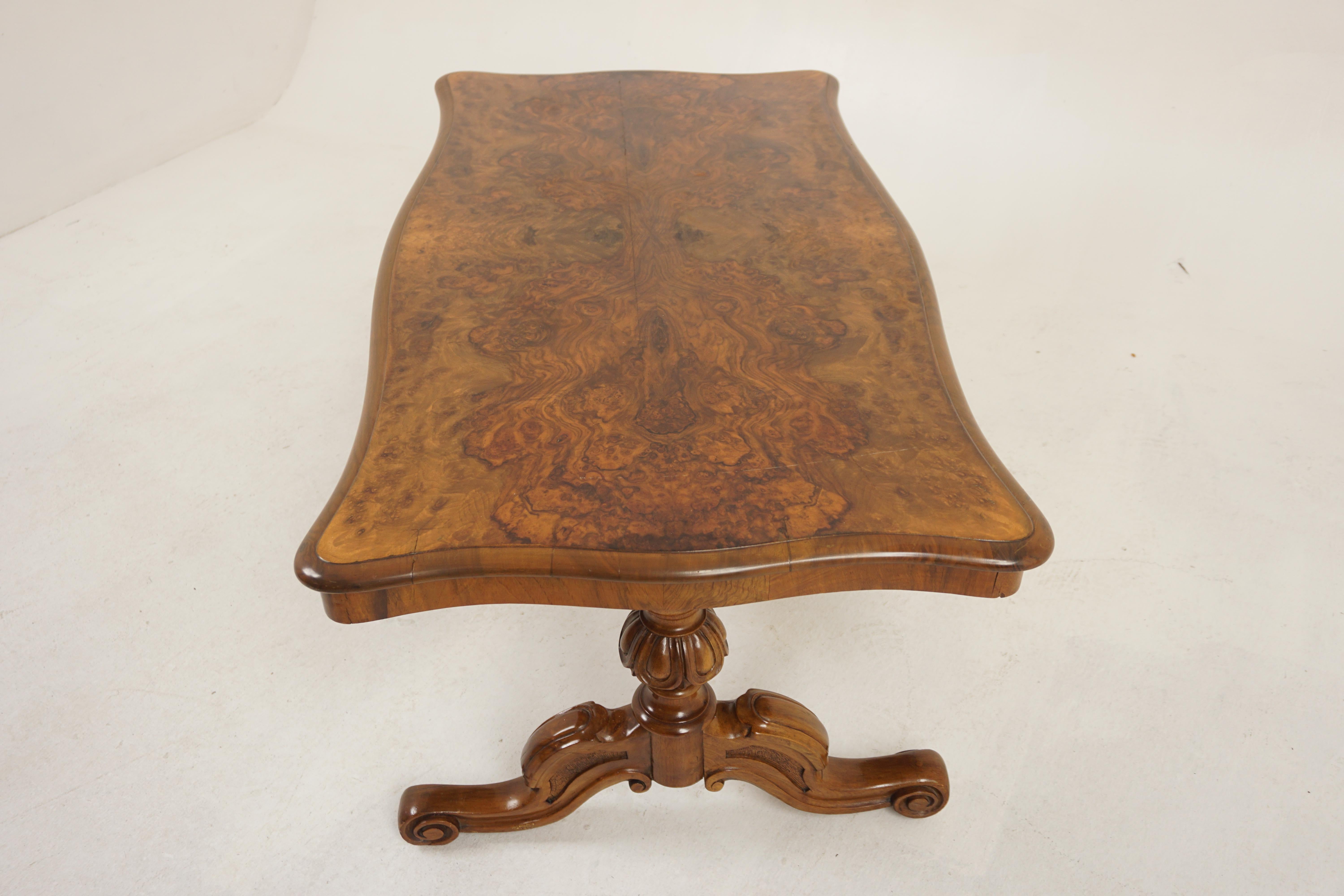 Antique Victorian Burr Walnut Coffee Table, Scotland 1870, H1188 3