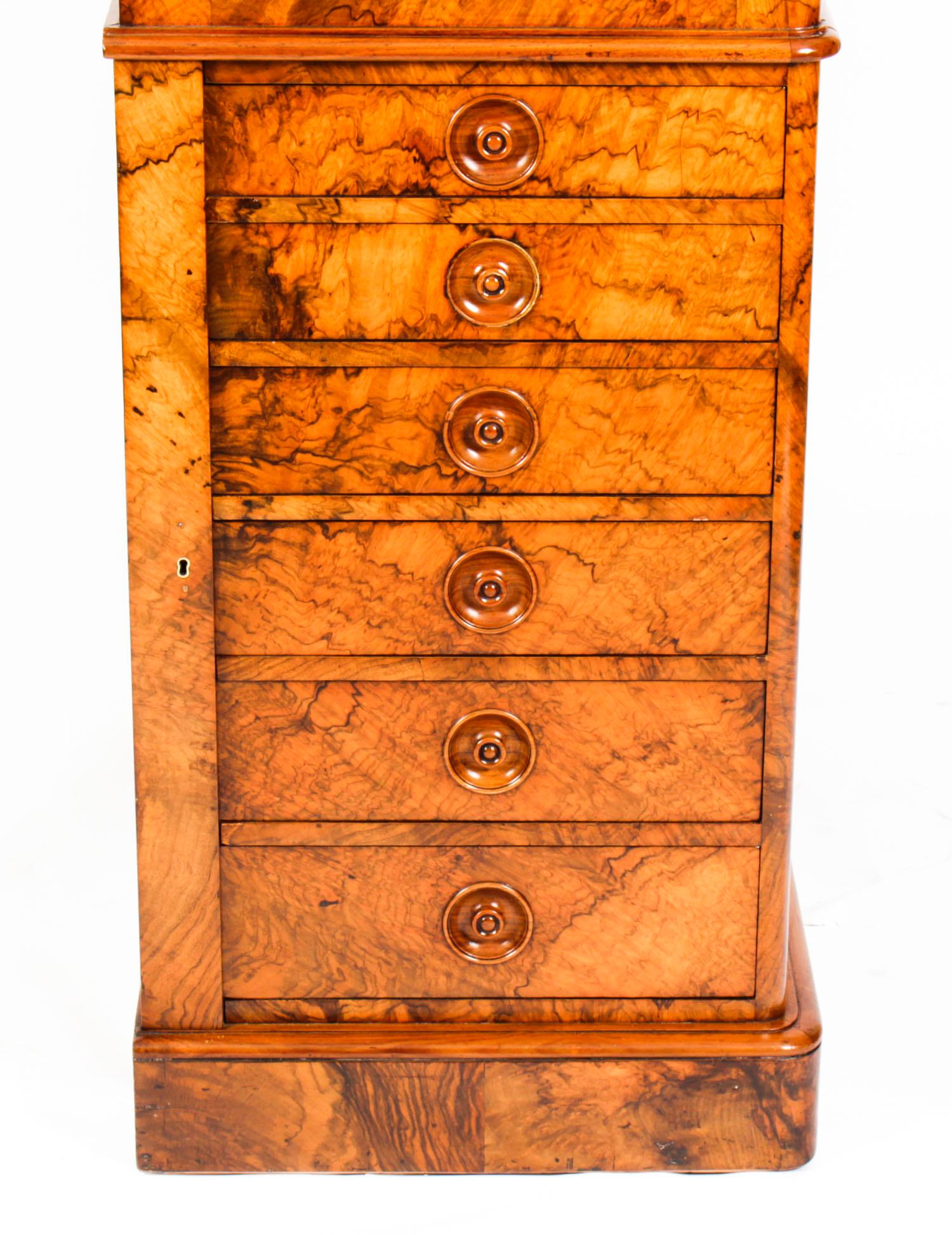 Antique Victorian Burr Walnut Collectors Cabinet, 19th Century In Good Condition In London, GB