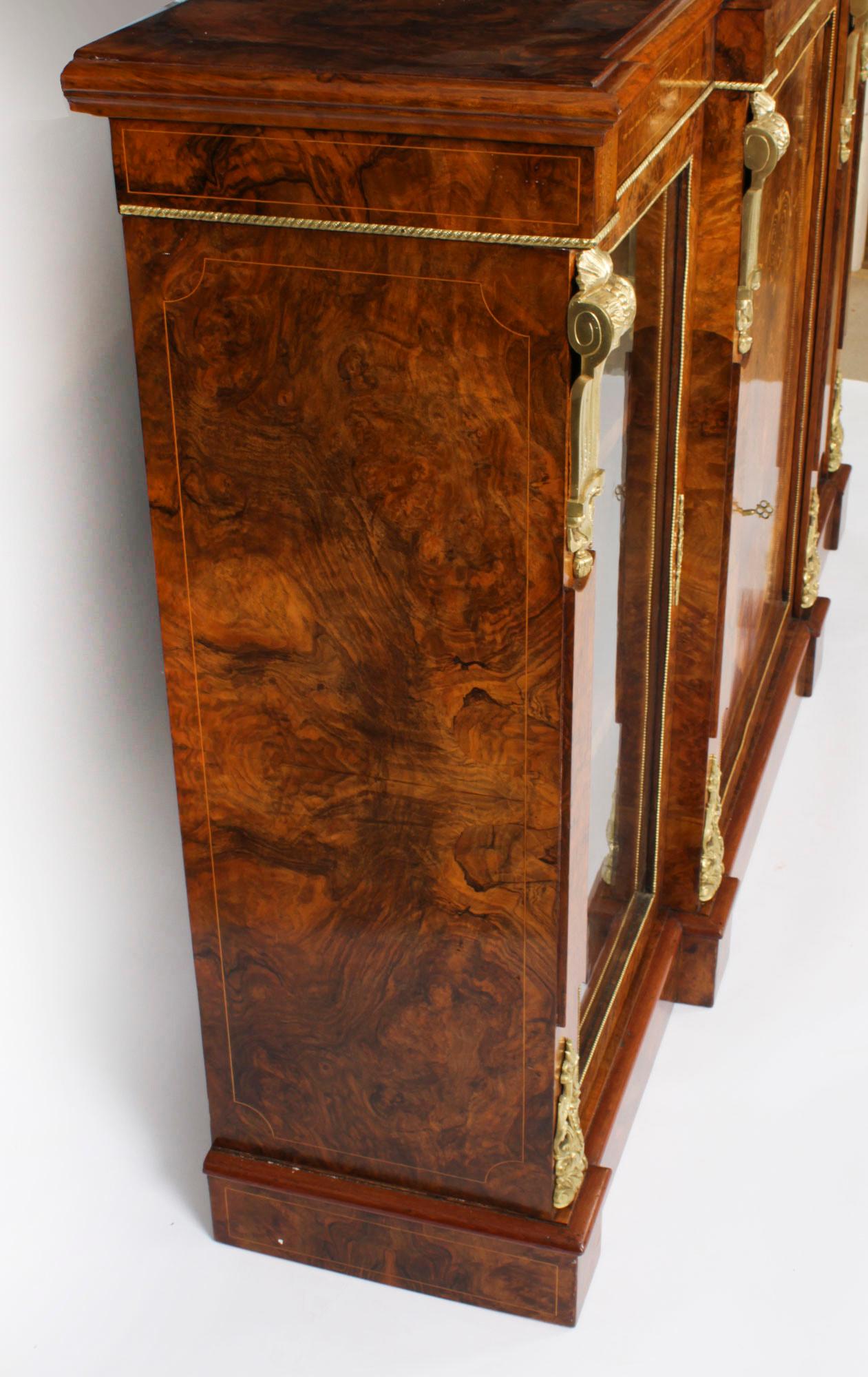 Antique Victorian Burr Walnut Credenza 1860s For Sale 13