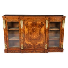 Antique Victorian Burr Walnut Credenza 1860s