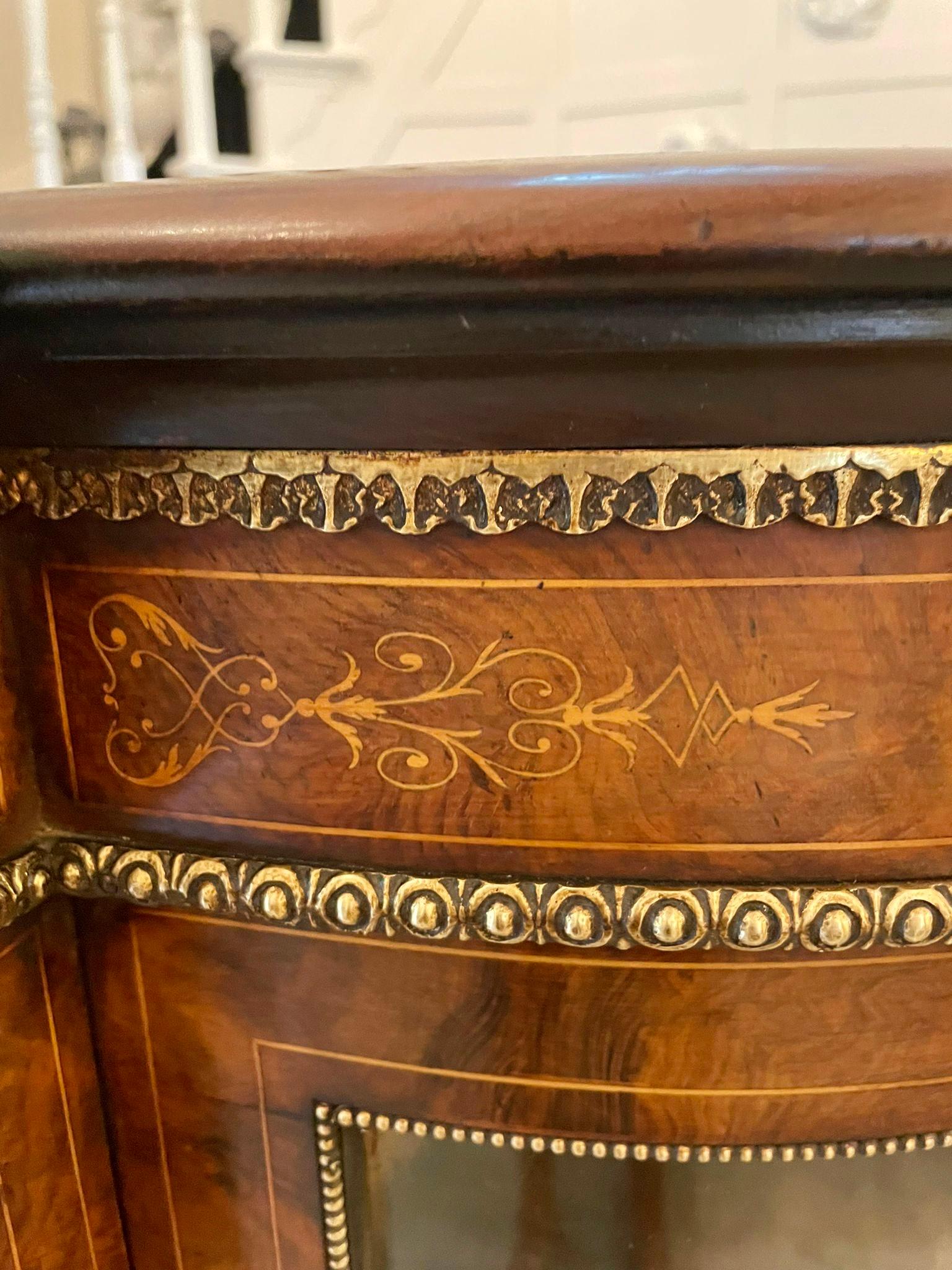 Antique Victorian Burr Walnut Credenza Set with Large Wedgwood Cameo Plaques 11