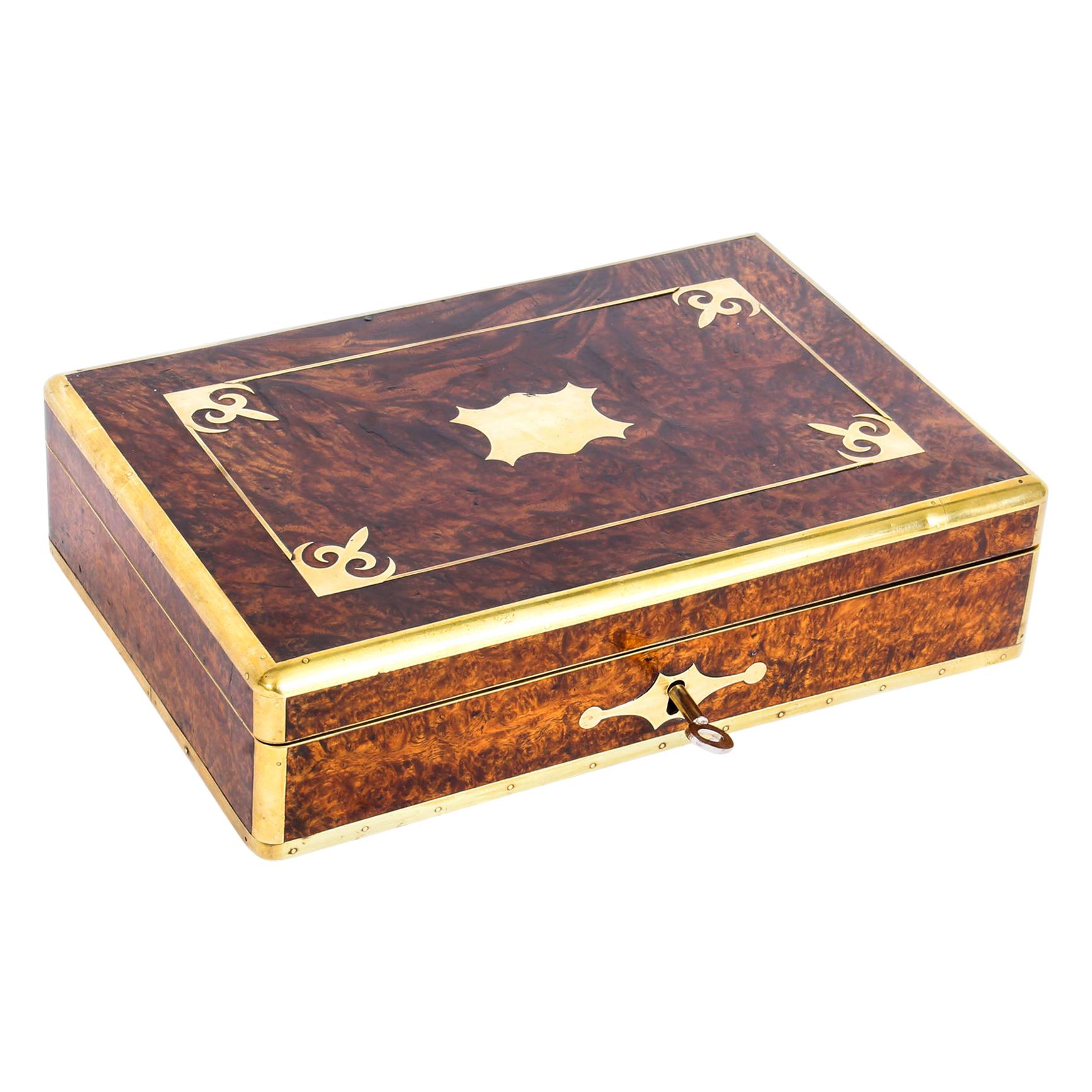 Antique Victorian Burr Walnut and Cut Brass Humidor, 19th Century at ...