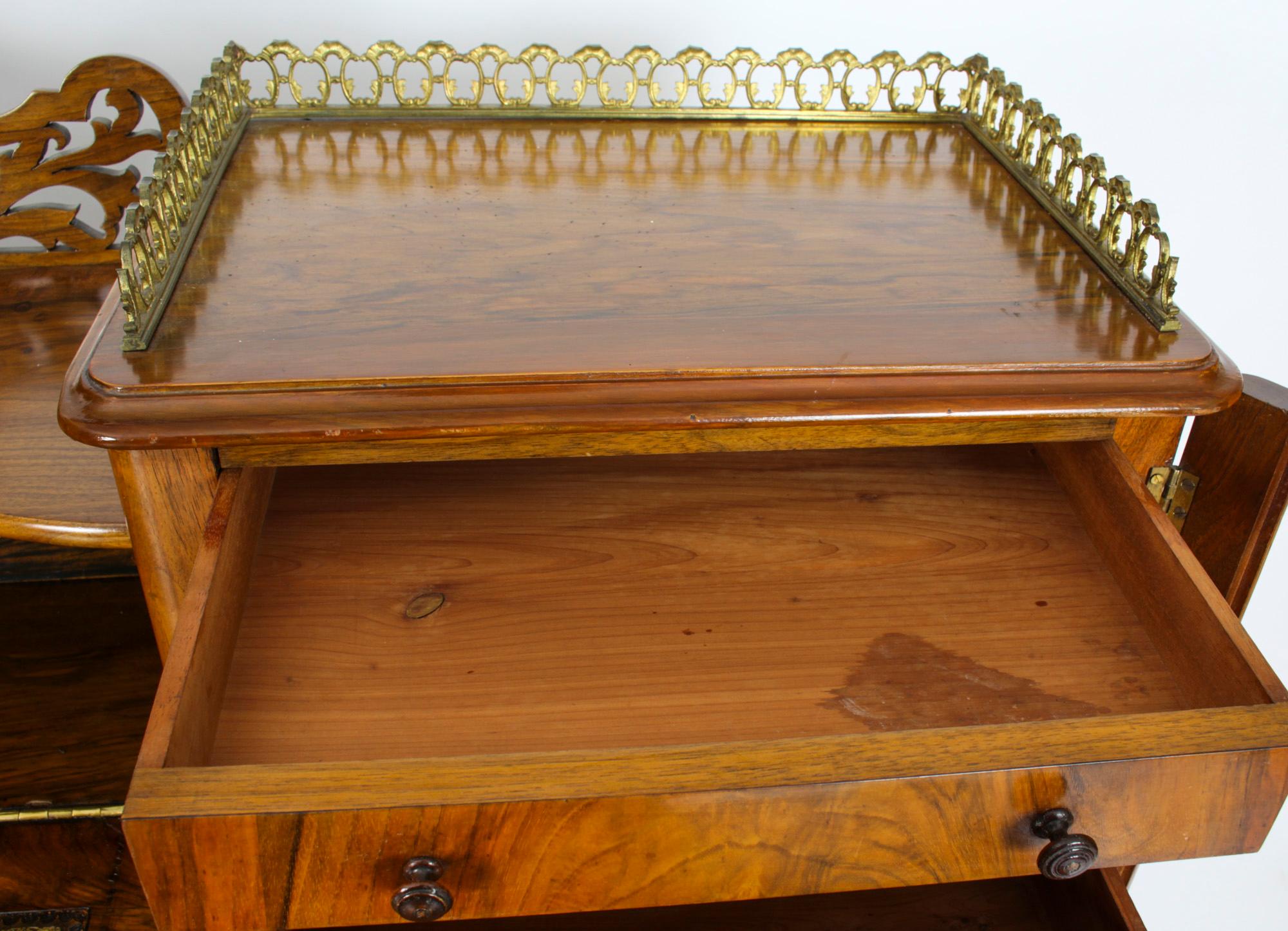 Antique Victorian Burr Walnut Dickens Pedestal Desk 19th Century For Sale 14