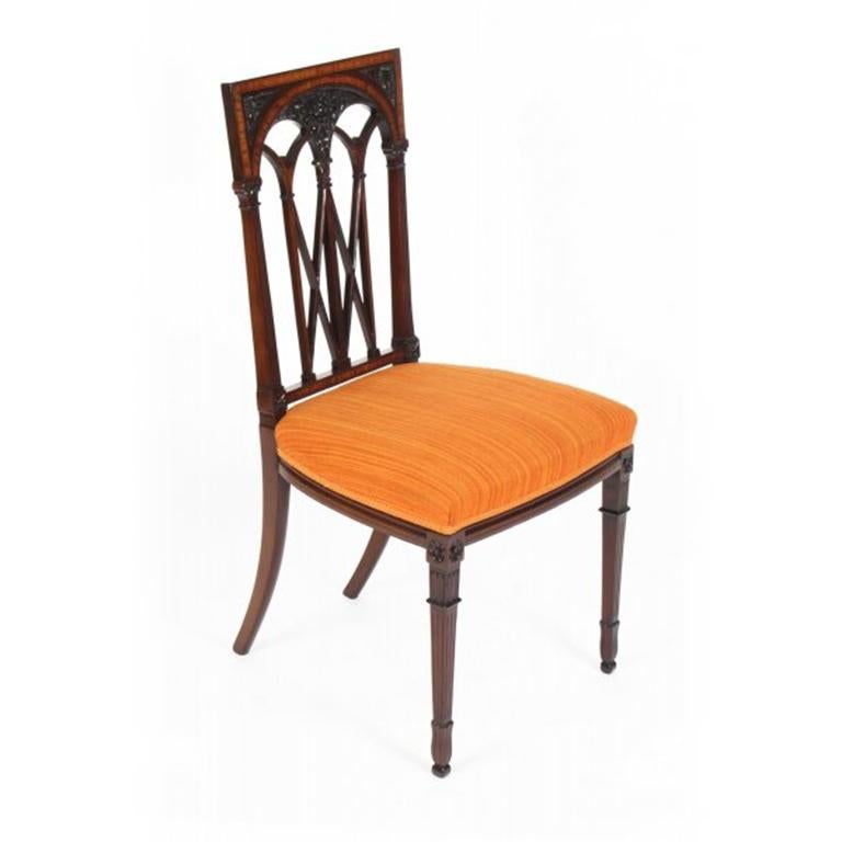 Antique Victorian Burr Walnut Dining Table and 6 Antique Chairs 19th C