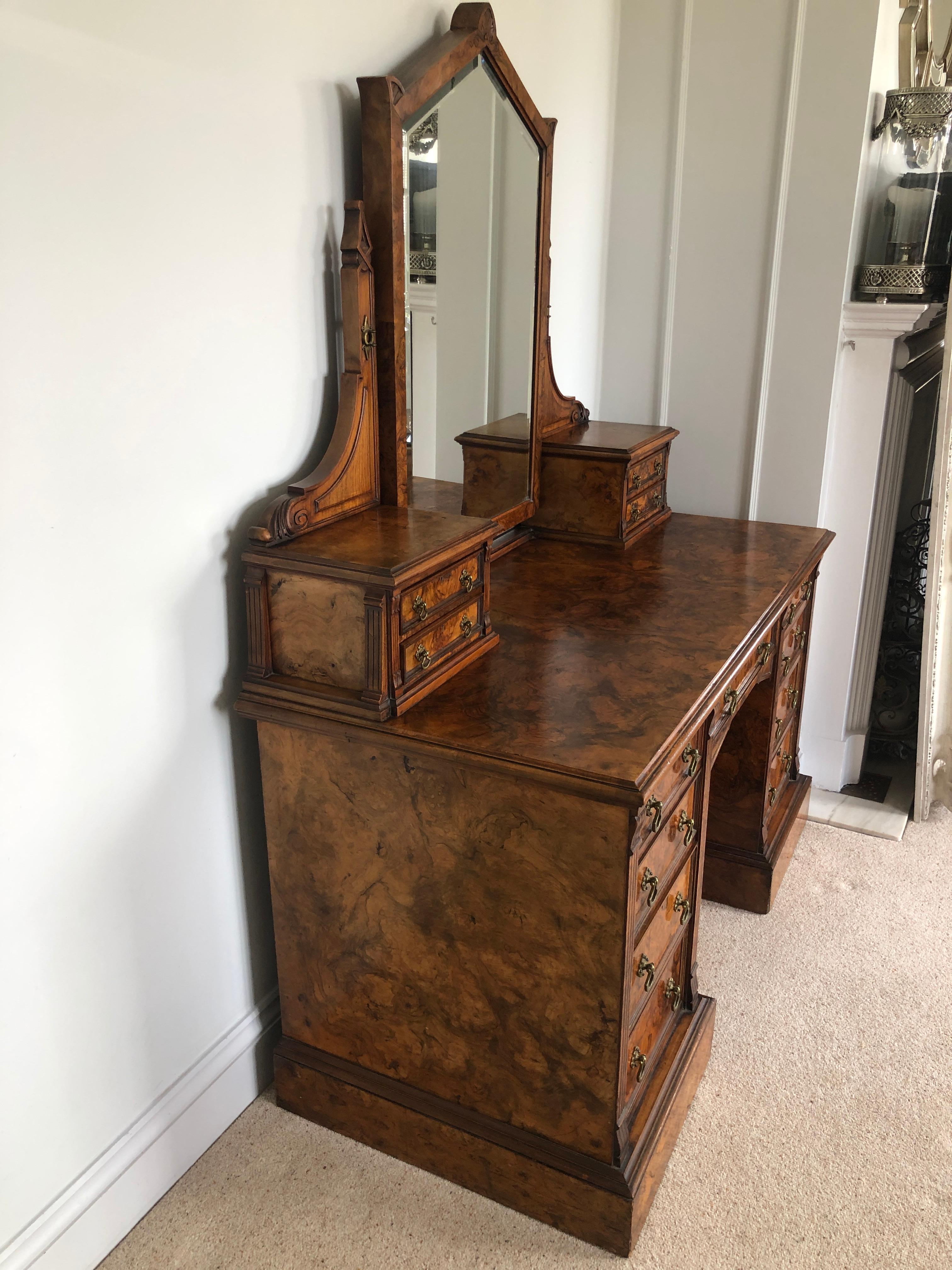 Antique Victorian Burr Walnut Dressing/Vanity Table by Maple & Co., London 8