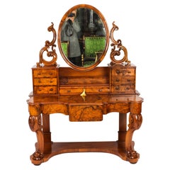 Antique Victorian Burr Walnut Duchesse Dressing Table 19th C