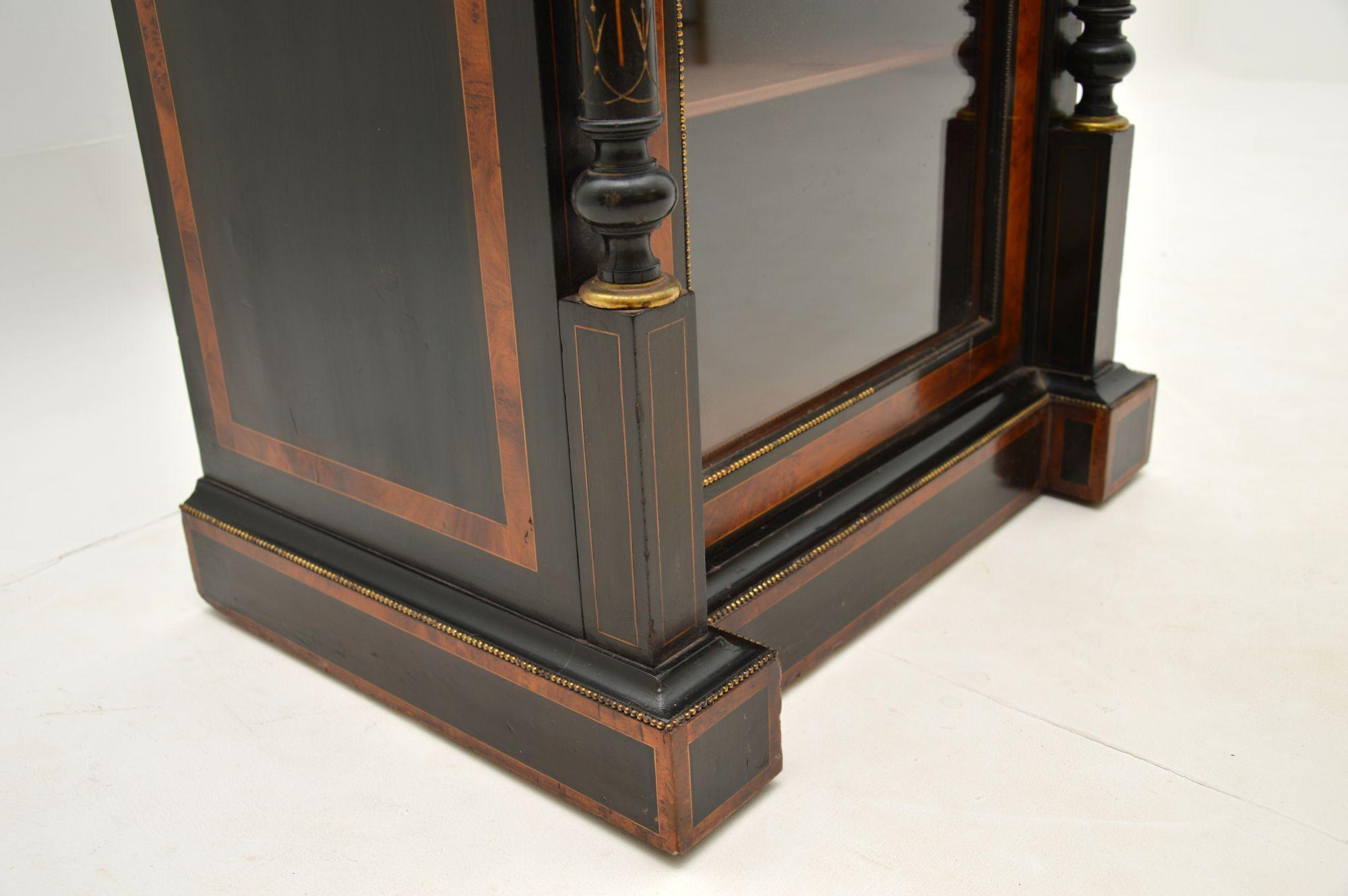 Antique Victorian Burr Walnut & Ebonised Cabinet 6