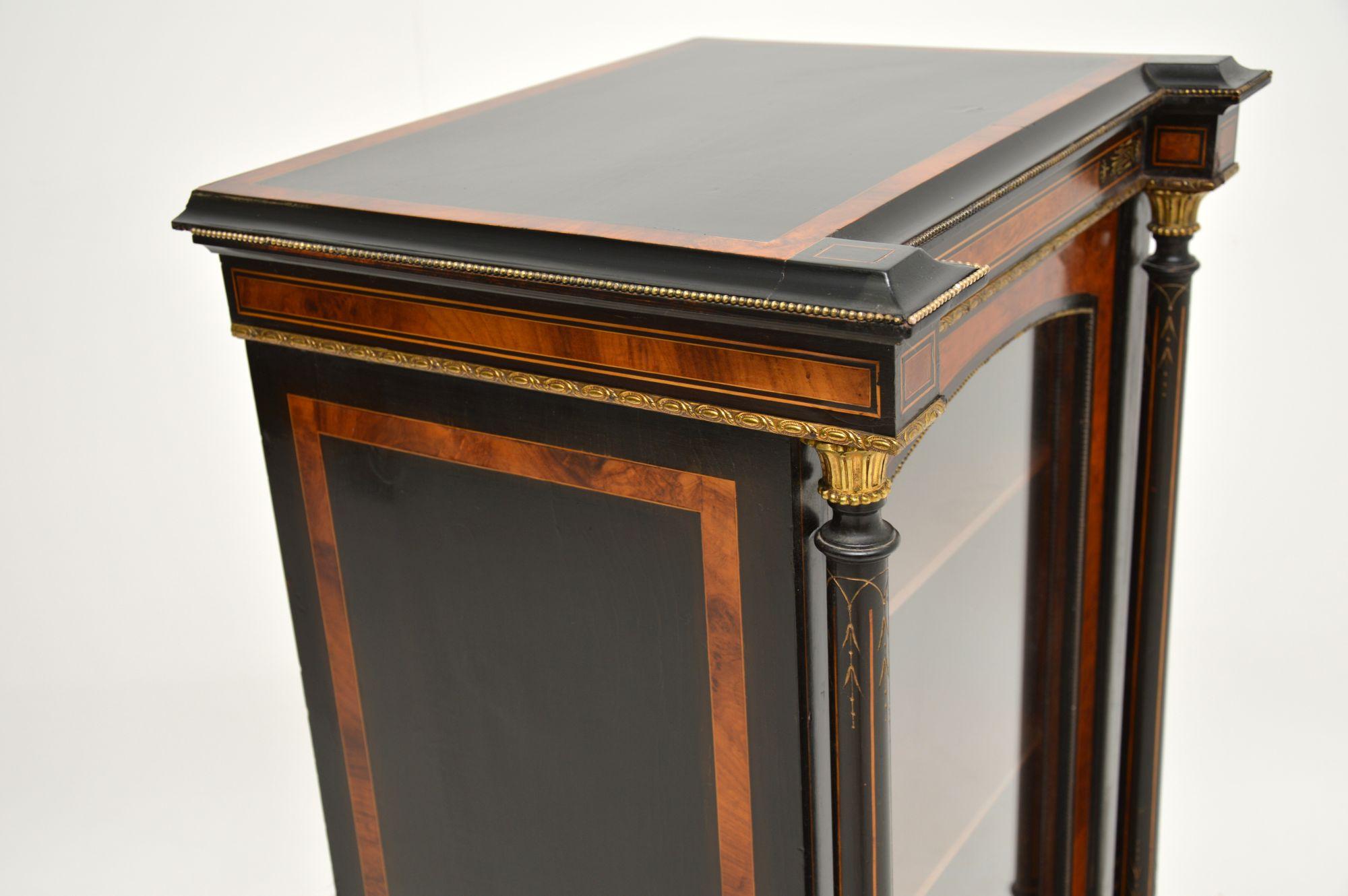 Antique Victorian Burr Walnut & Ebonised Cabinet In Good Condition In London, GB