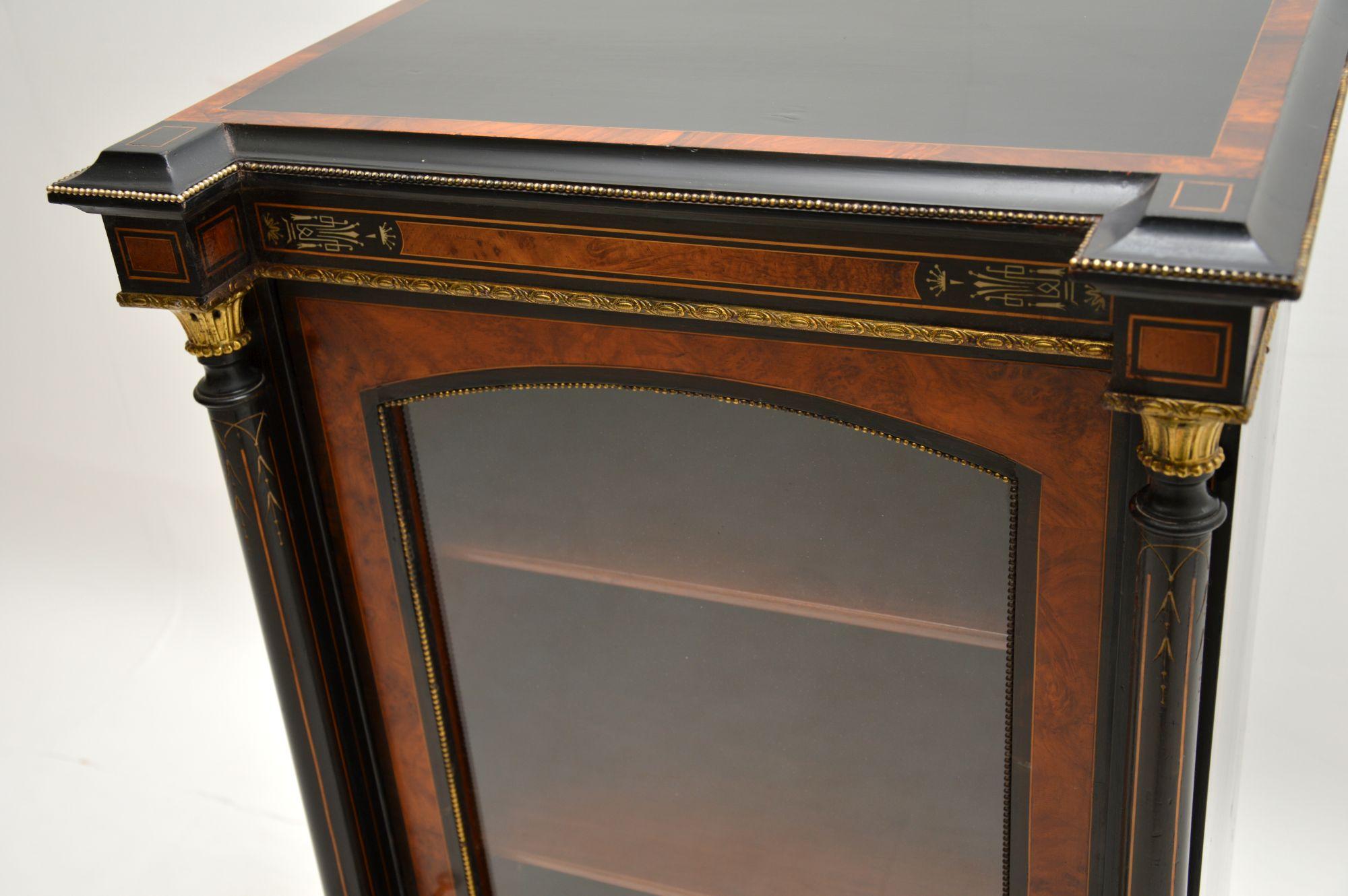 Mid-19th Century Antique Victorian Burr Walnut & Ebonised Cabinet