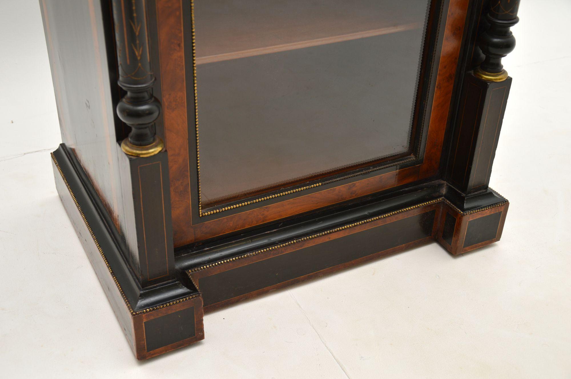 Antique Victorian Burr Walnut & Ebonised Cabinet 1