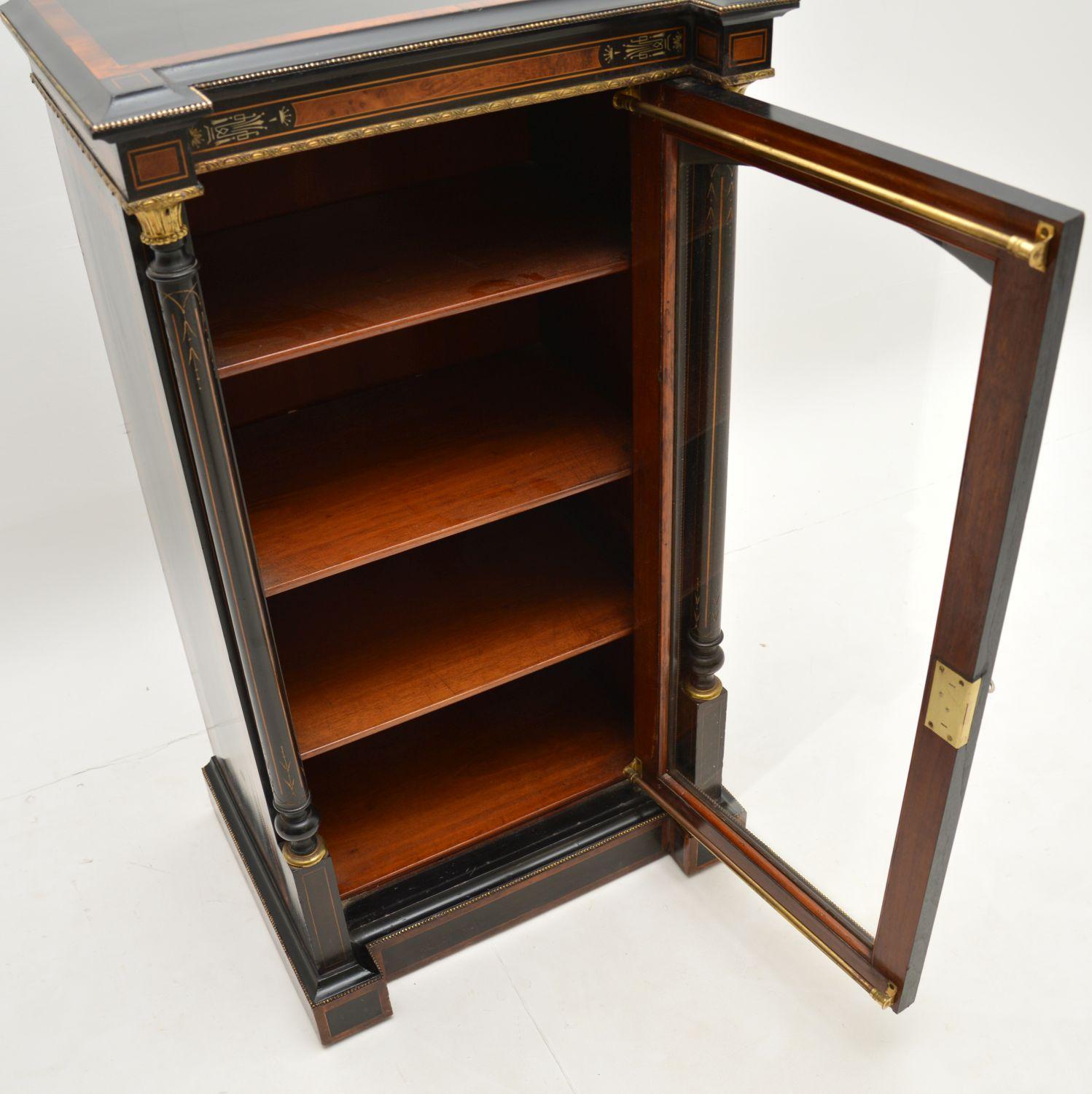 Antique Victorian Burr Walnut & Ebonised Cabinet 3