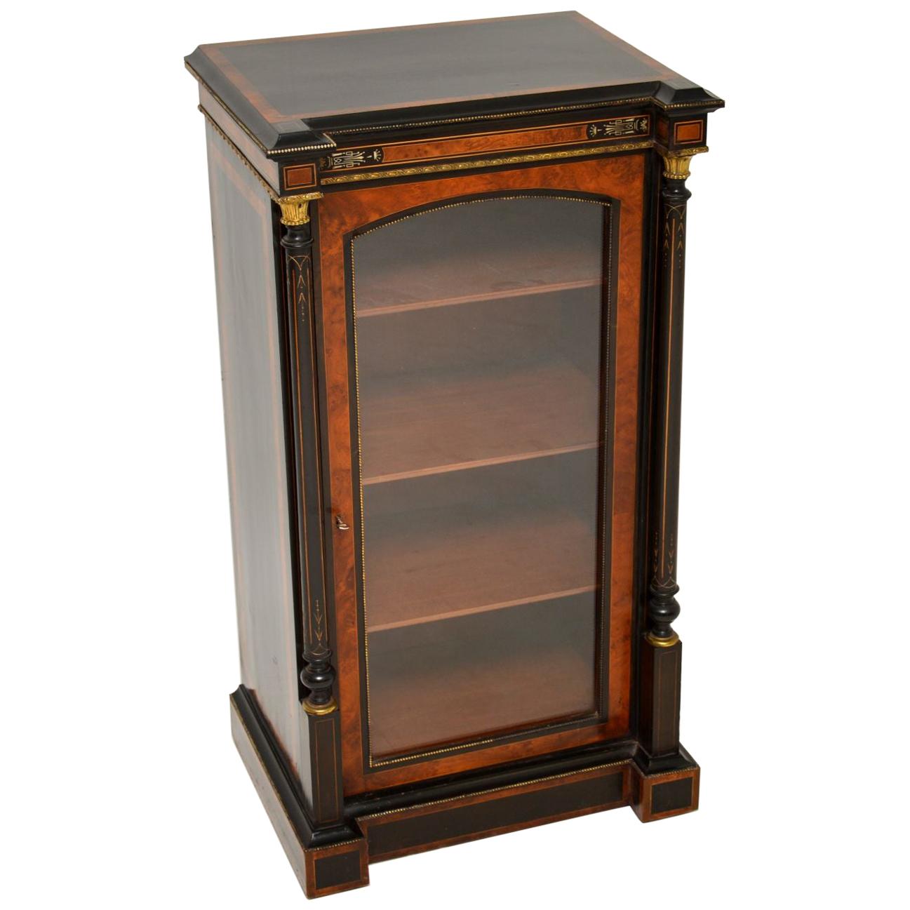 Antique Victorian Burr Walnut & Ebonised Cabinet