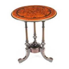 Antique Victorian Burr Walnut & Ebonised Occasional Table, 19th Century