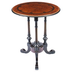 Antique Victorian Burr Walnut & Ebonised Occasional Table, 19th Century