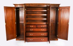 Antique Victorian Burr Walnut Four Door Breakfront Wardrobe 19th Century