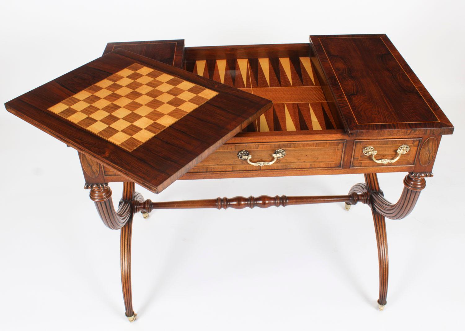 Antique Victorian Burr Walnut Games Work Table 19th C 5