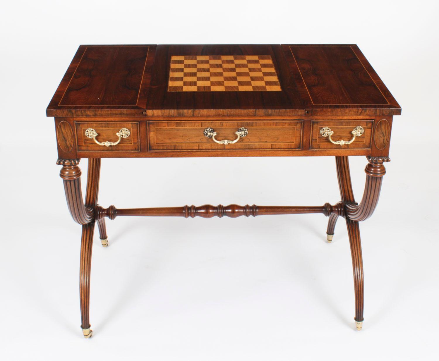 Satinwood Antique Victorian Burr Walnut Games Work Table 19th C