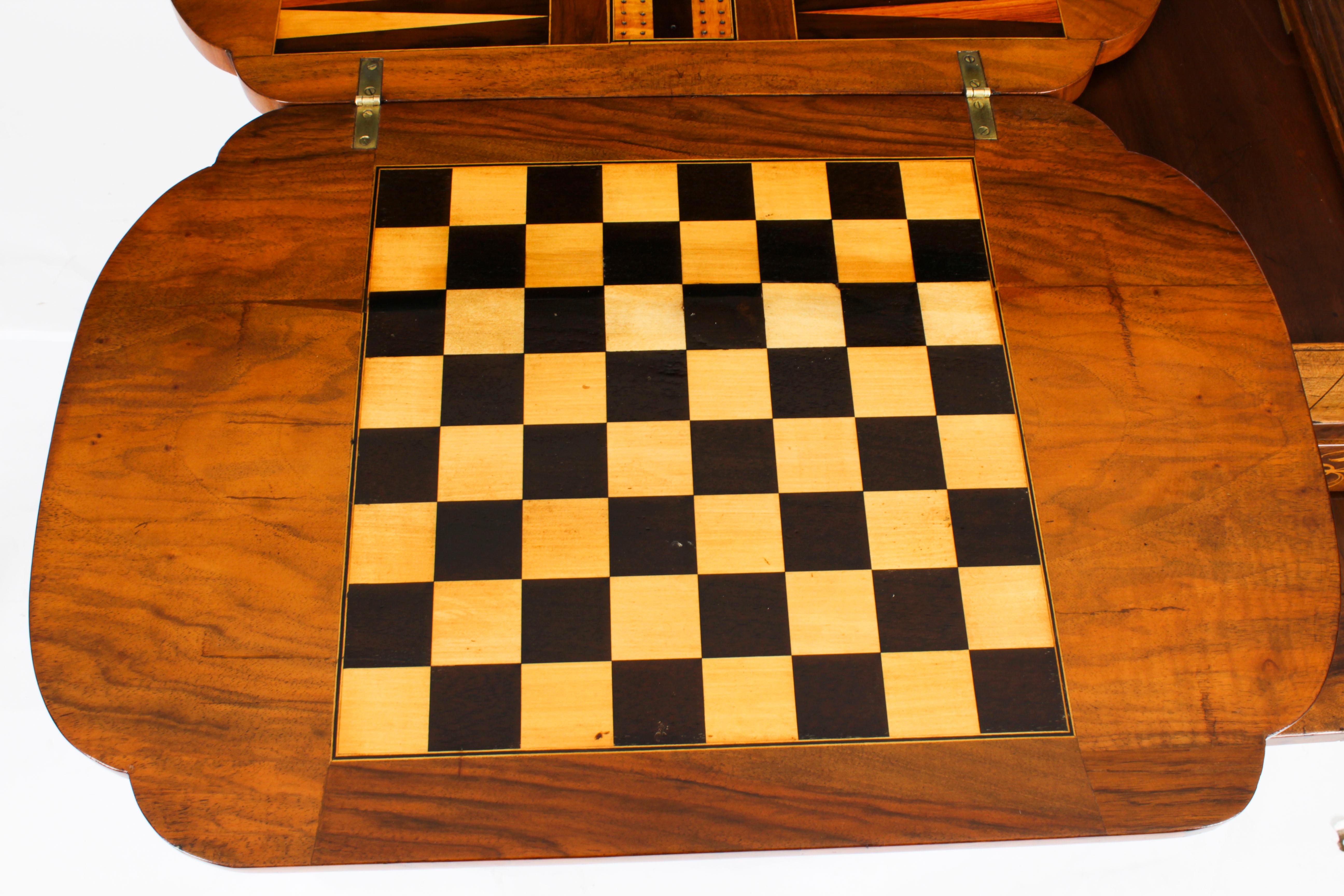 Antique Victorian Burr Walnut Games Work Table 19th Century 9
