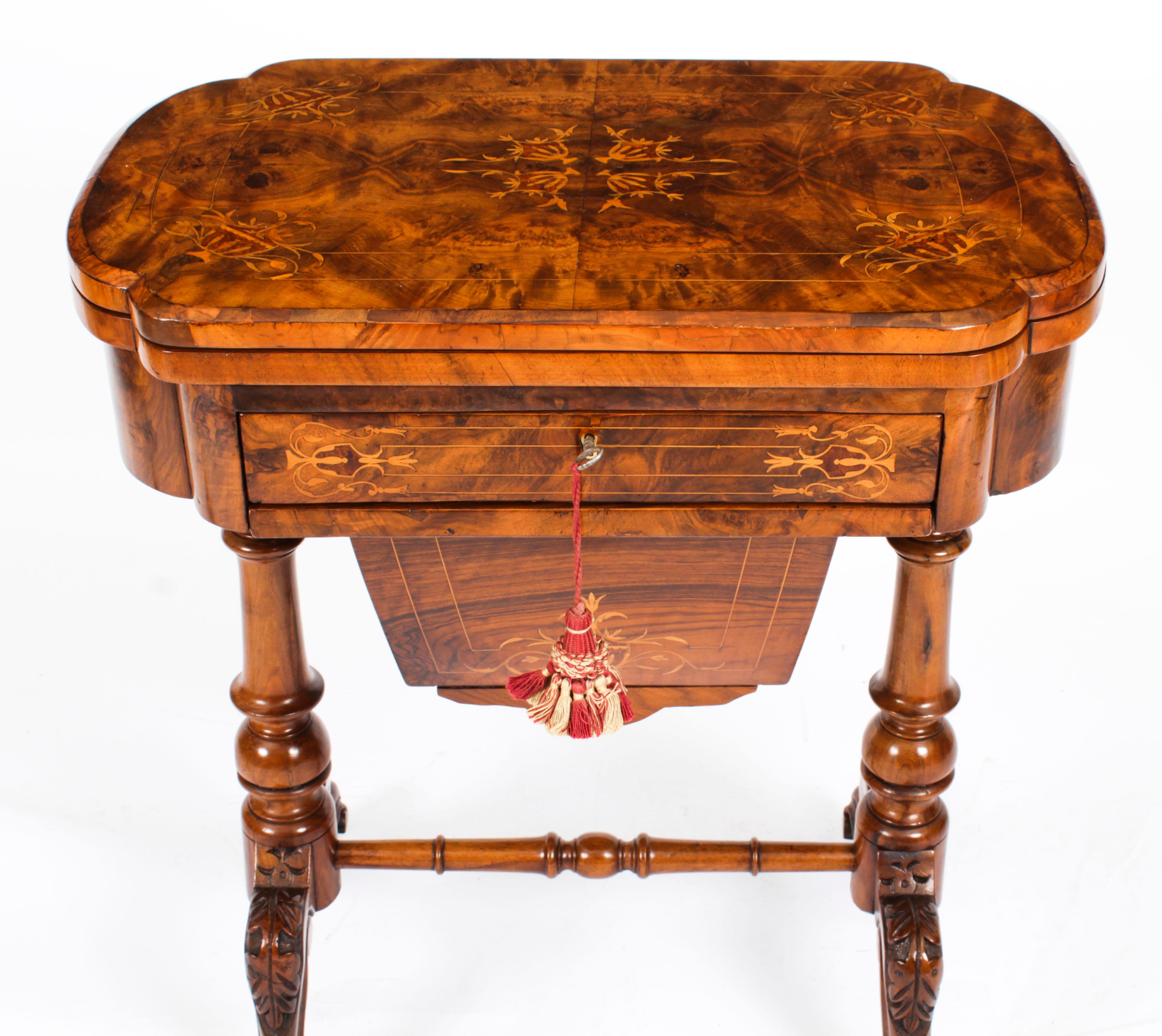 Antique Victorian Burr Walnut Games Work Table 19th Century In Good Condition In London, GB