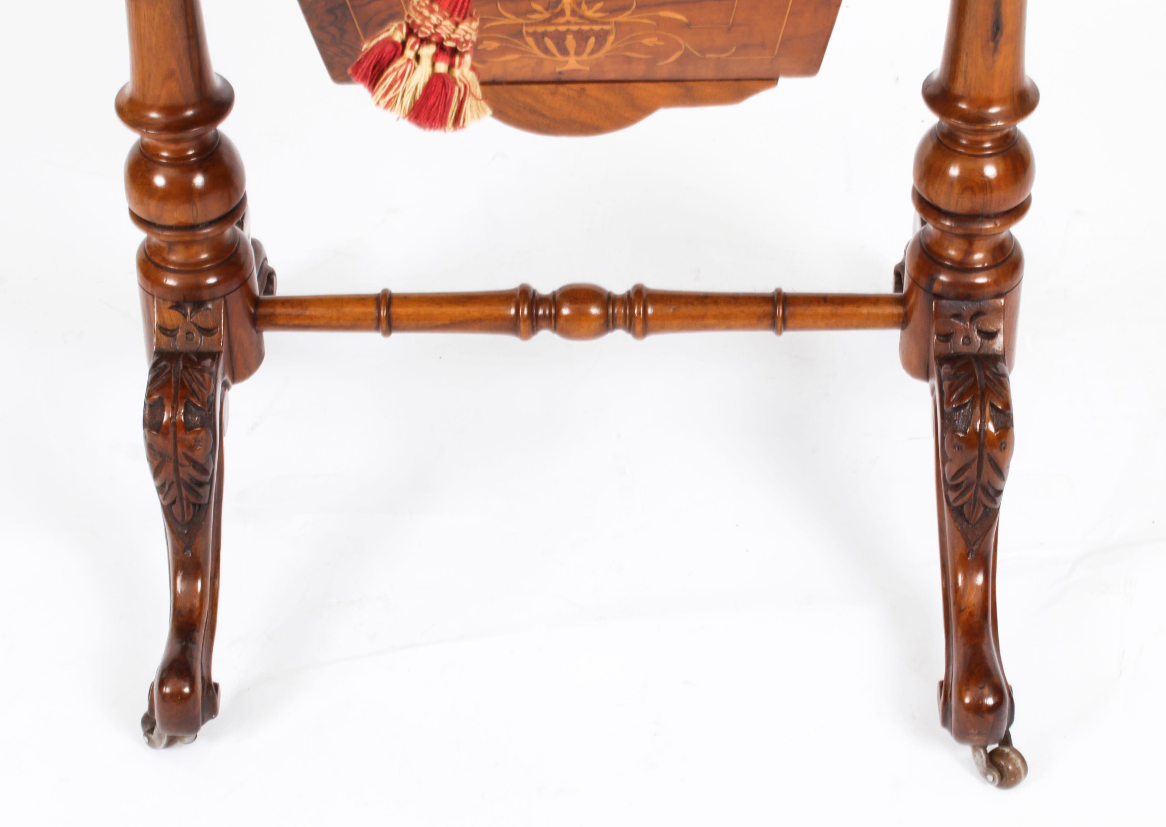 Antique Victorian Burr Walnut Games Work Table 19th Century 2