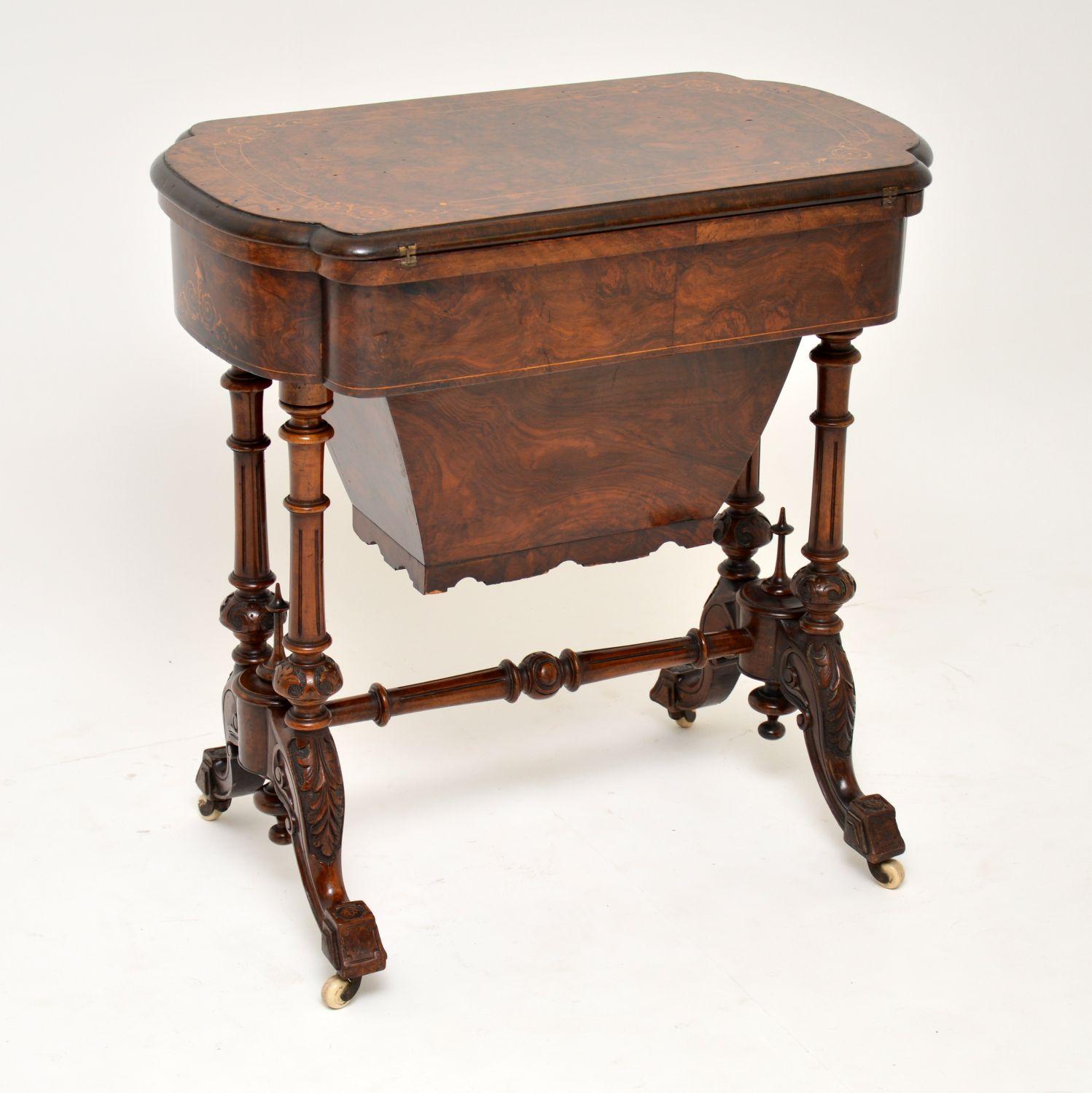Antique Victorian Burr Walnut Games and Work Table 4