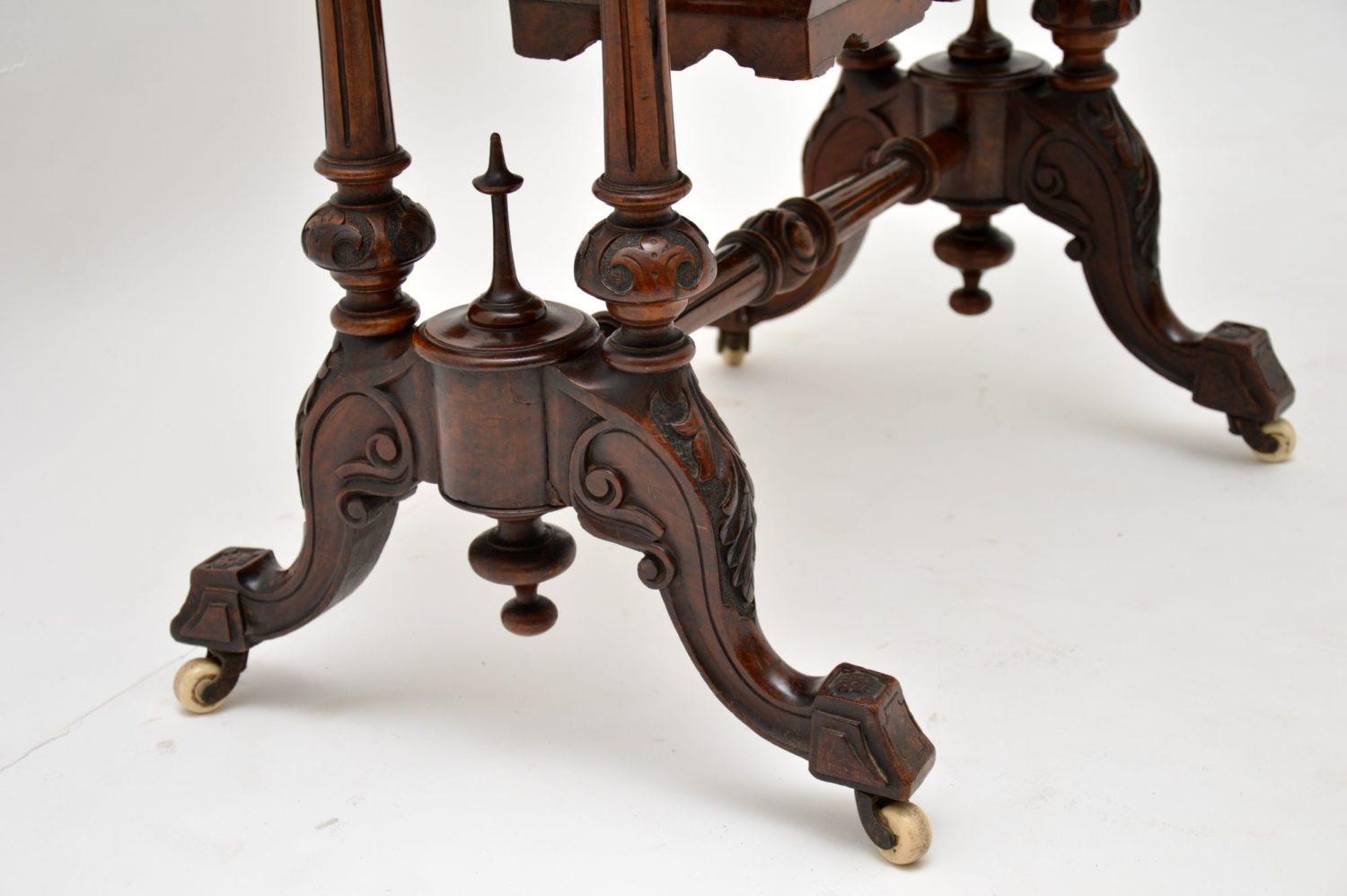 Antique Victorian Burr Walnut Games and Work Table In Good Condition In London, GB