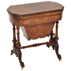 Antique Victorian Burr Walnut Games and Work Table