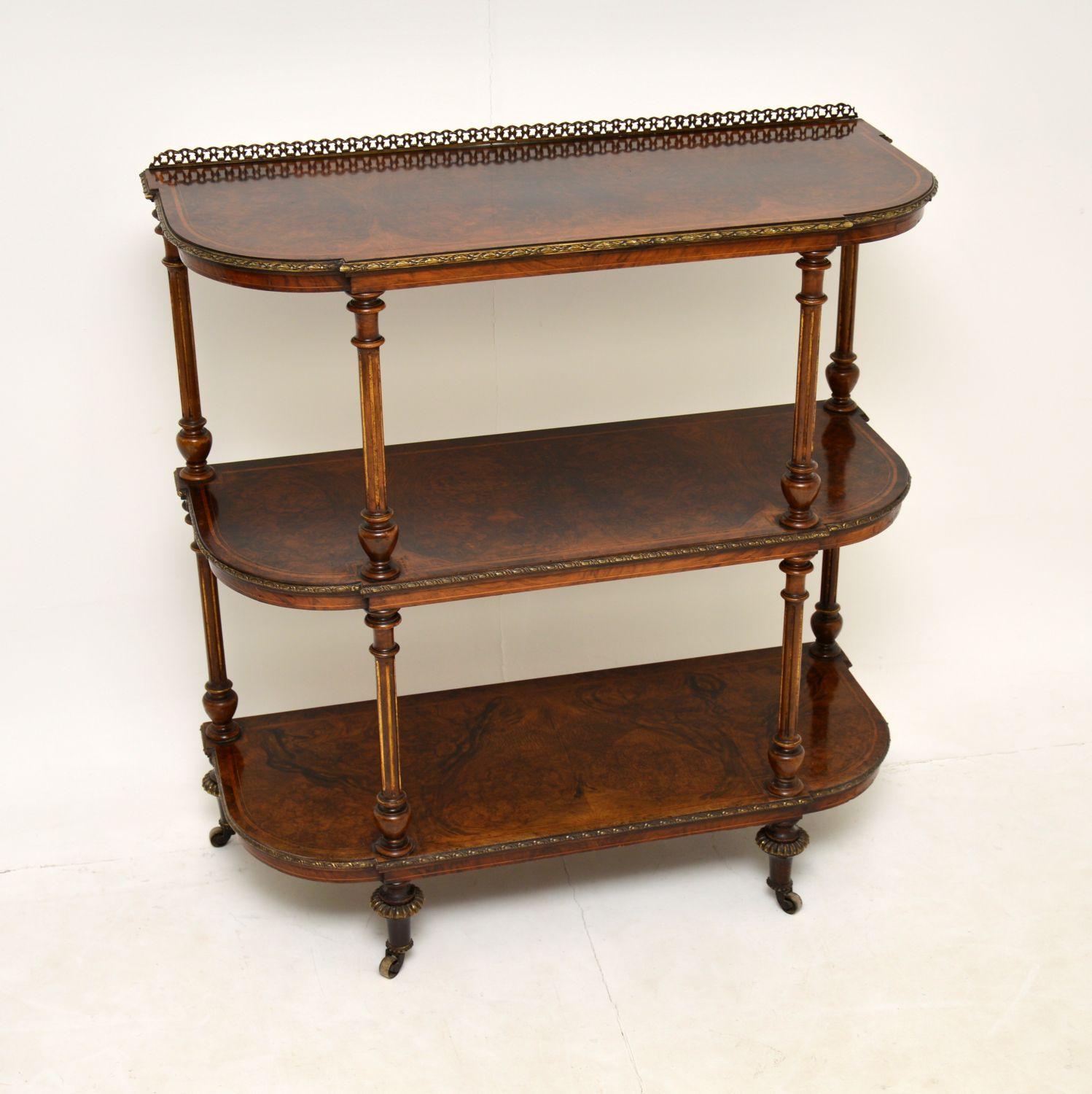 English Antique Victorian Burr Walnut & Gilt Bronze Buffet