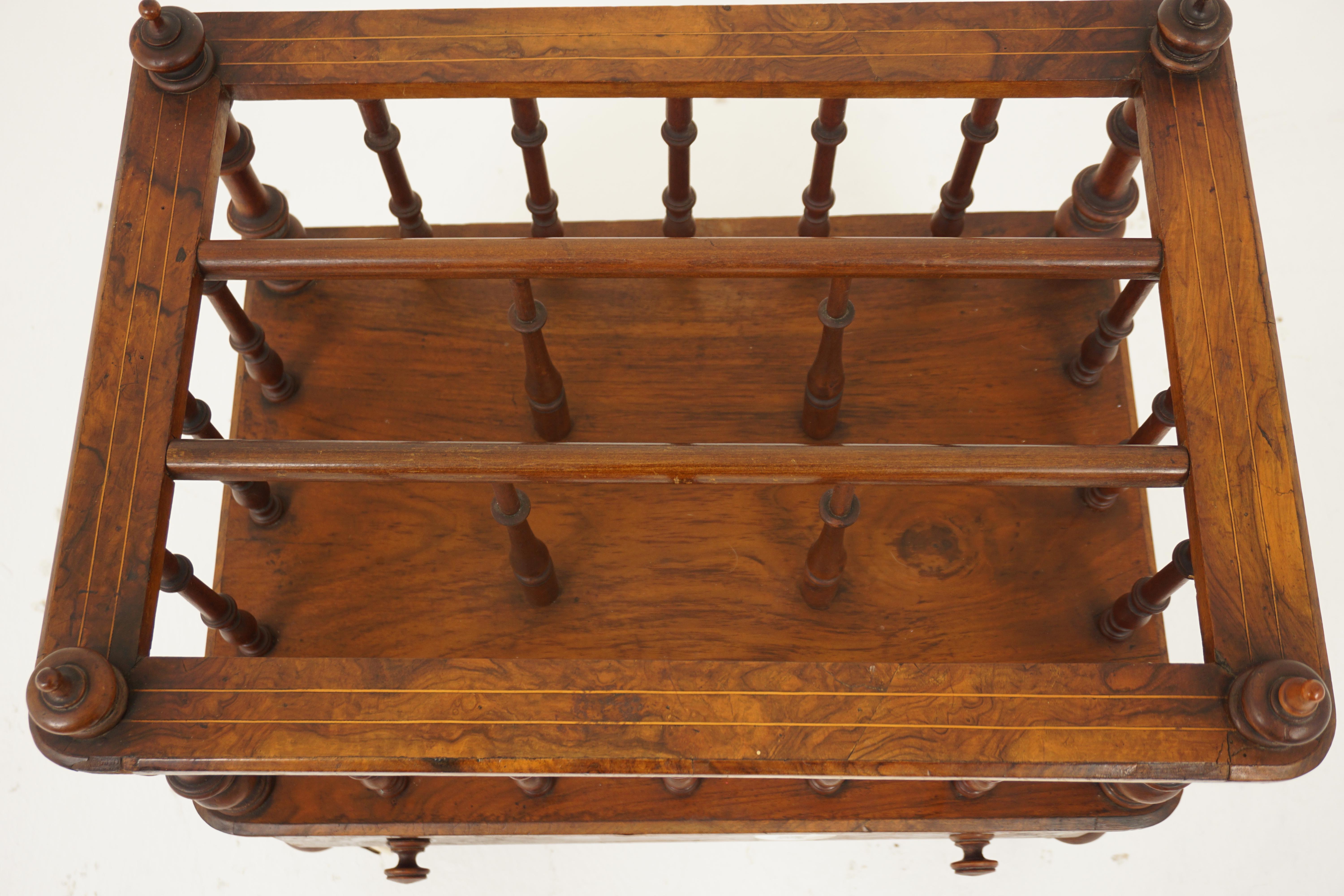 Antique Victorian Burr Walnut Inlaid Canterbury Music Rack, Scotland 1880, H1058 1