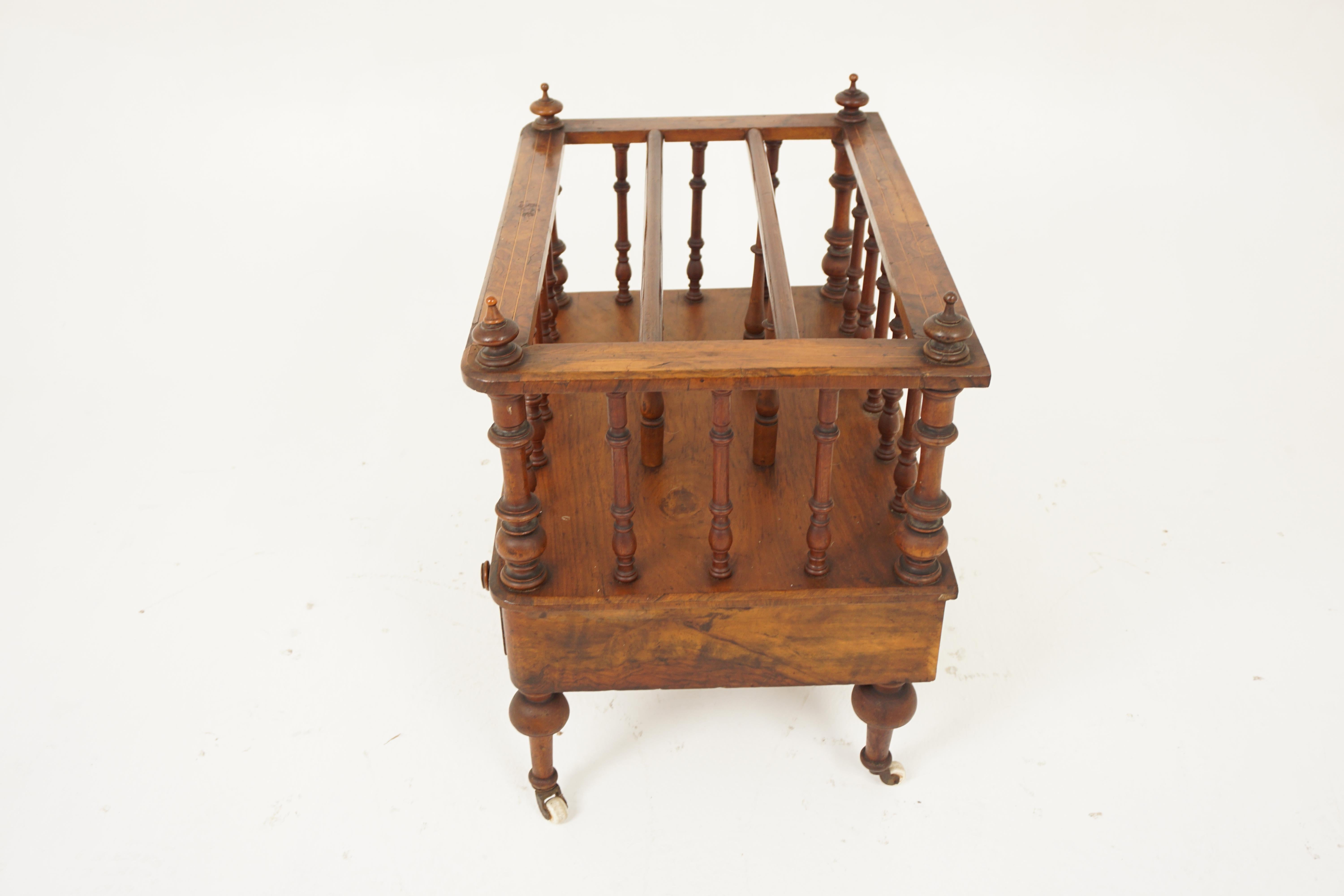 Antique Victorian Burr Walnut Inlaid Canterbury Music Rack, Scotland 1880, H1058 For Sale 2