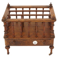 Antique Victorian Burr Walnut Inlaid Canterbury Music Rack, Scotland 1880, H1058