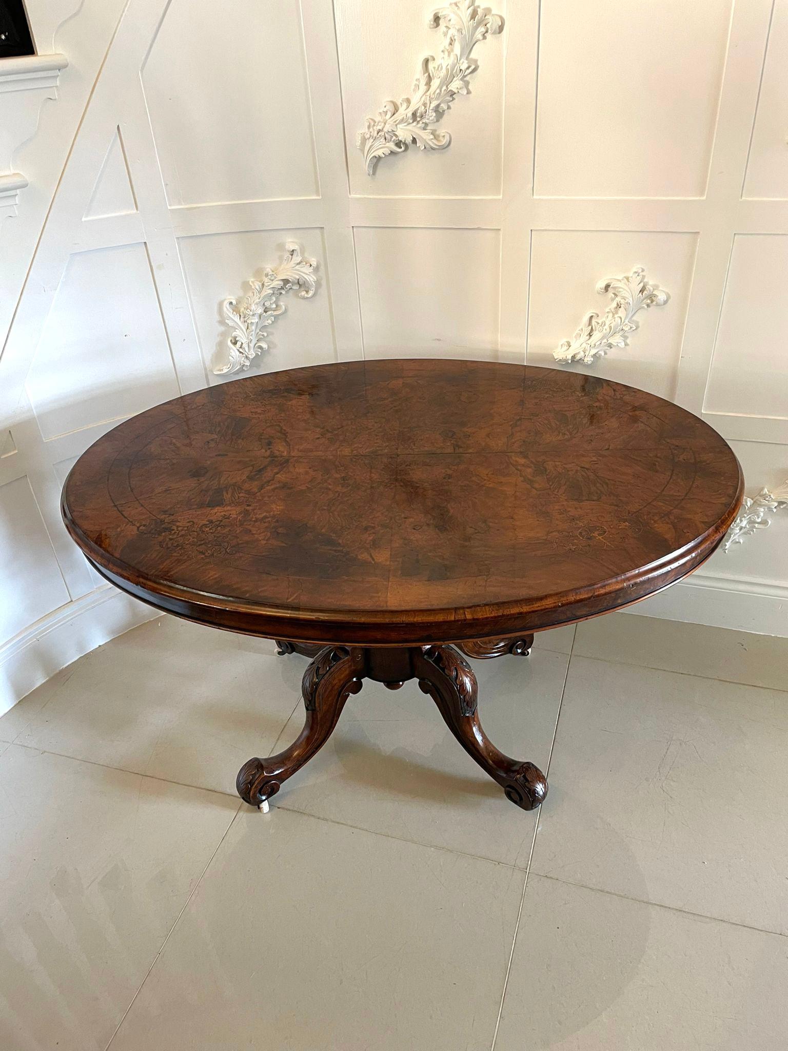 Antique Victorian Burr Walnut Inlaid Centre Table  In Good Condition In Suffolk, GB