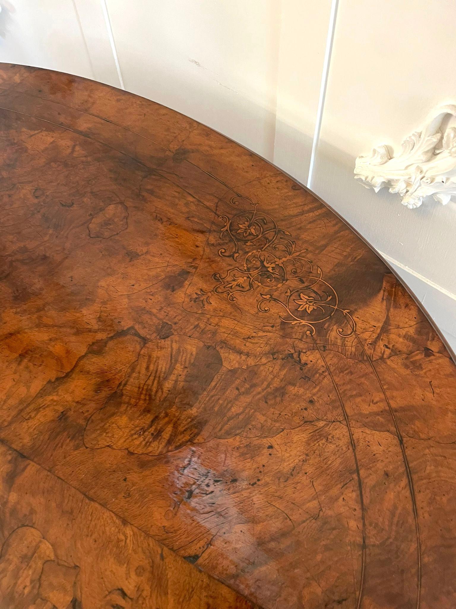 Antique Victorian Burr Walnut Inlaid Centre Table  1