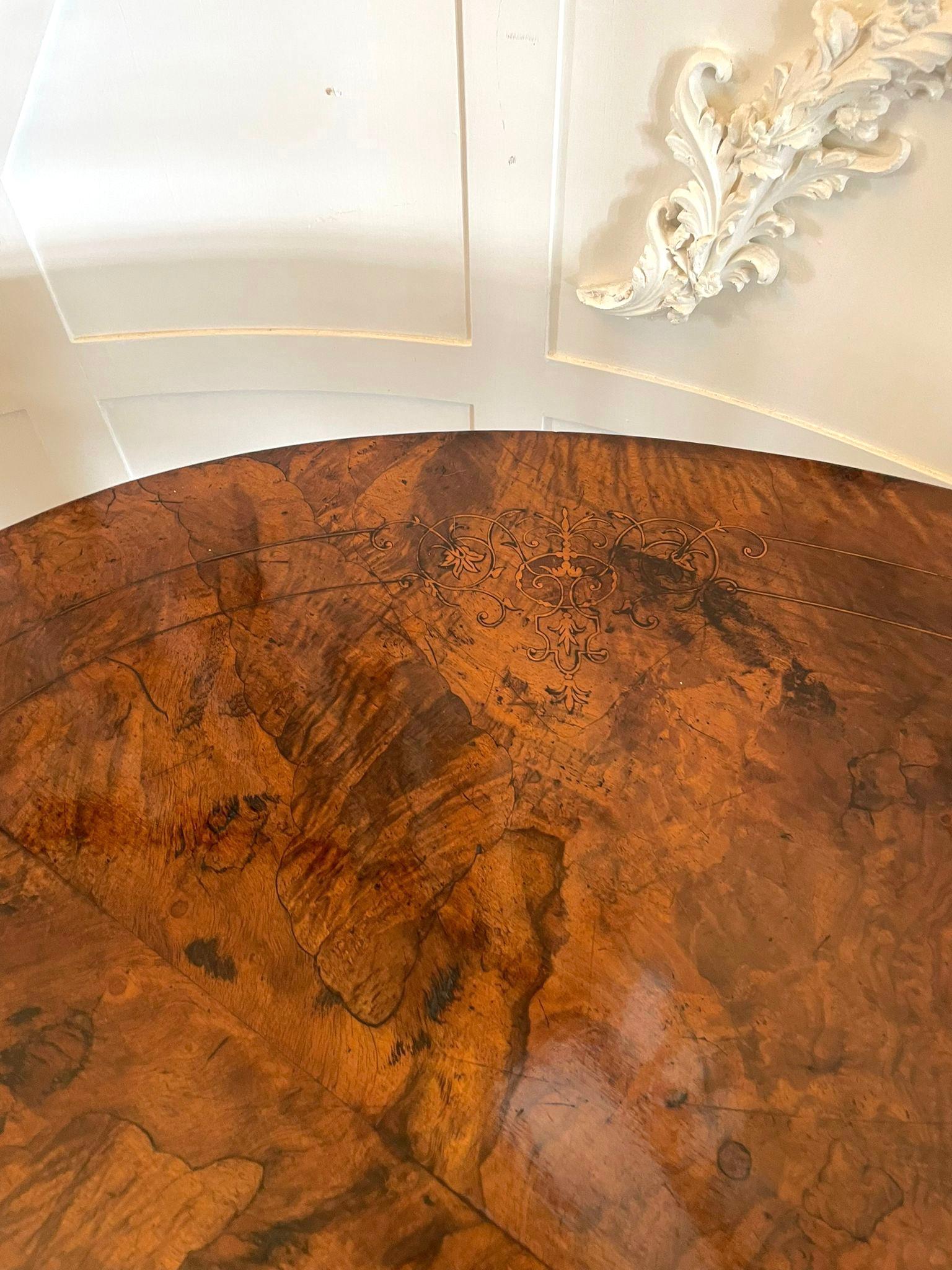 Antique Victorian Burr Walnut Inlaid Centre Table  2