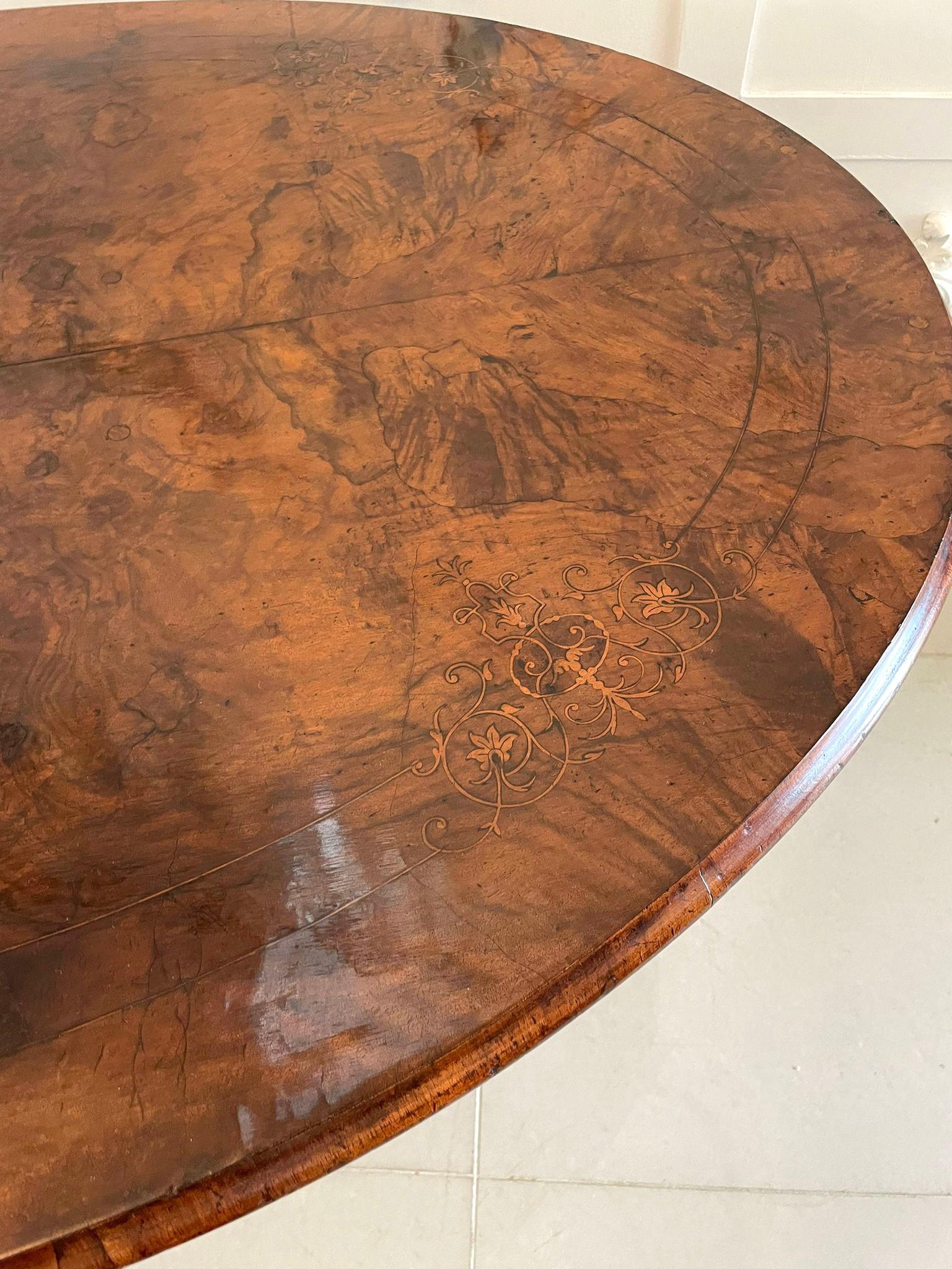 Antique Victorian Burr Walnut Inlaid Centre Table  3