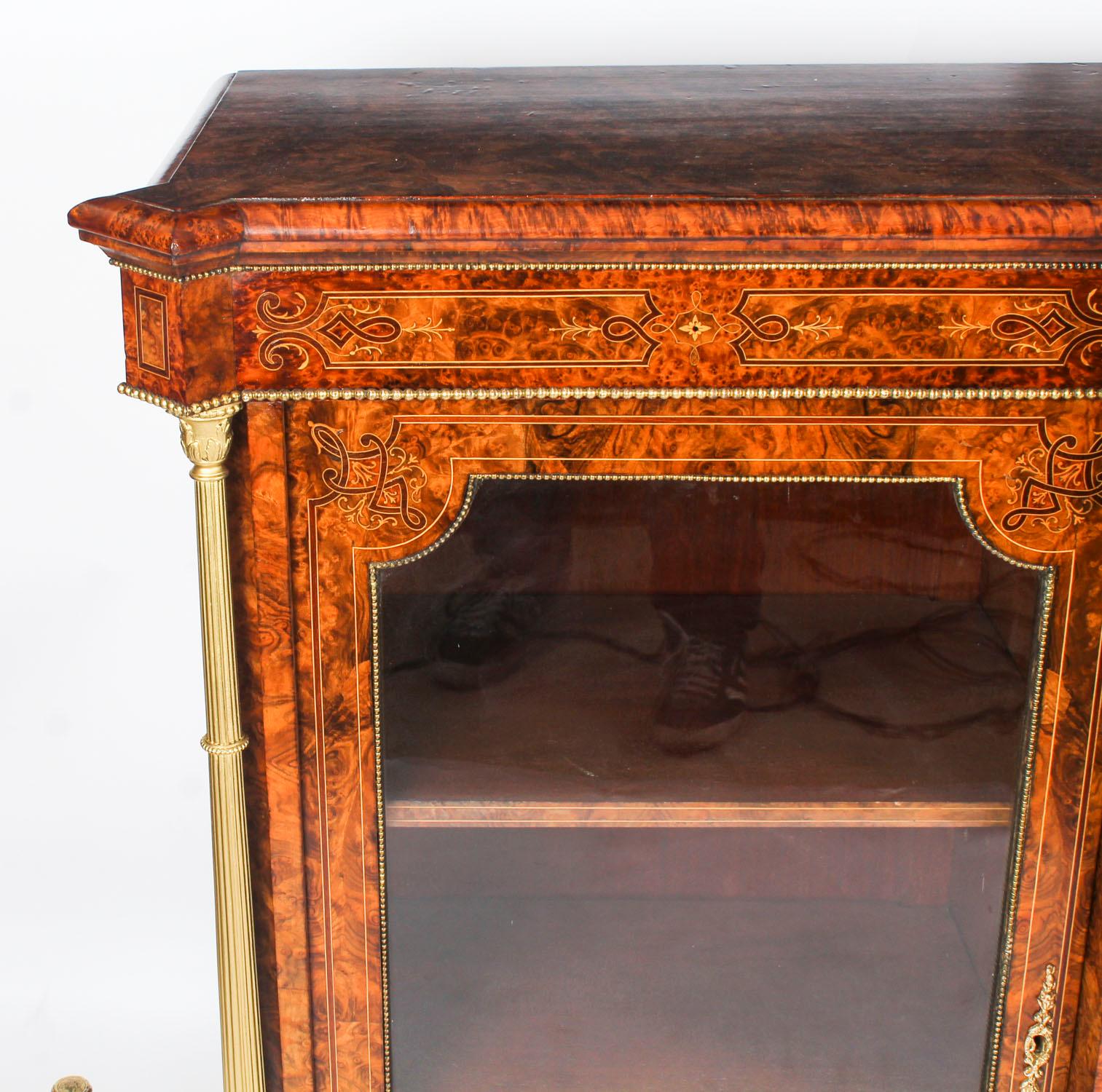 Antique Victorian Burr Walnut Inlaid Credenza Edwards & Roberts 19th Century 4