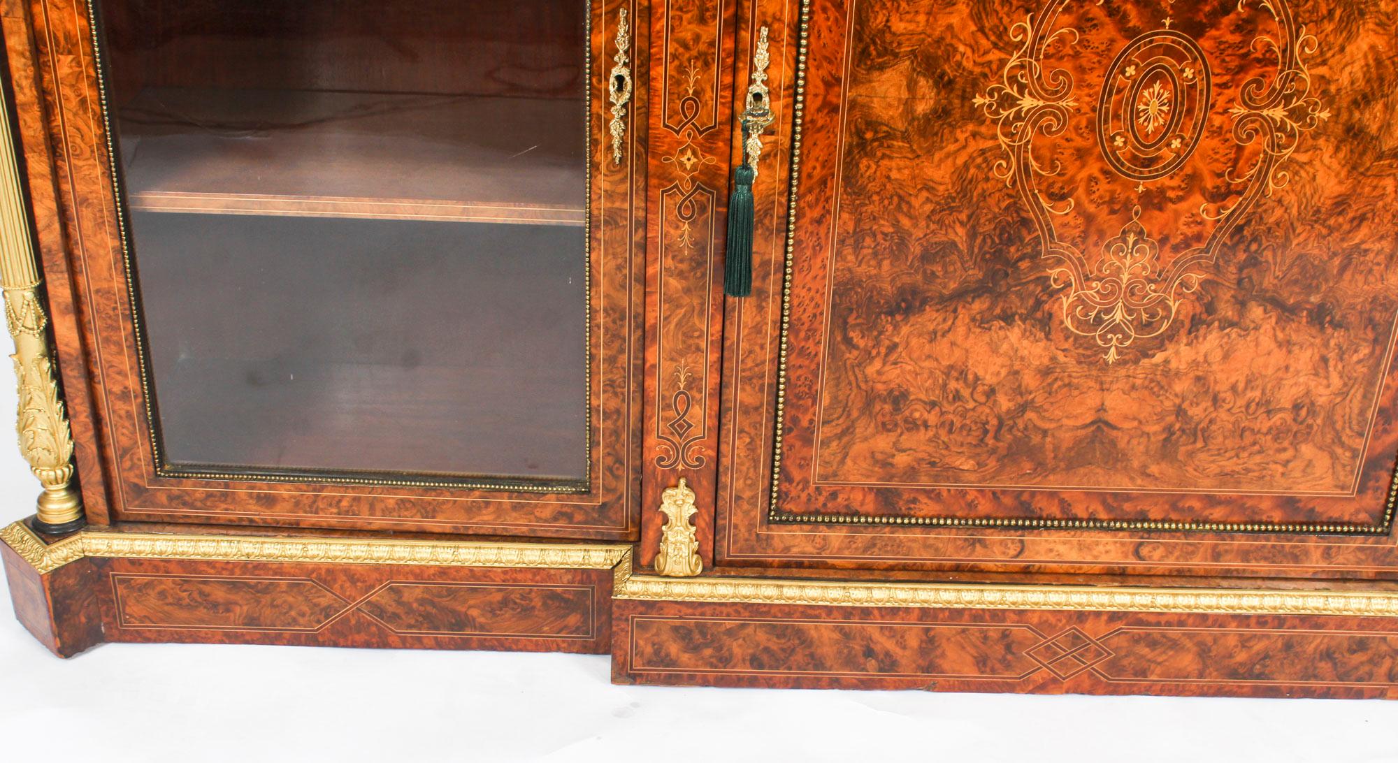 Antique Victorian Burr Walnut Inlaid Credenza Edwards & Roberts 19th Century 6