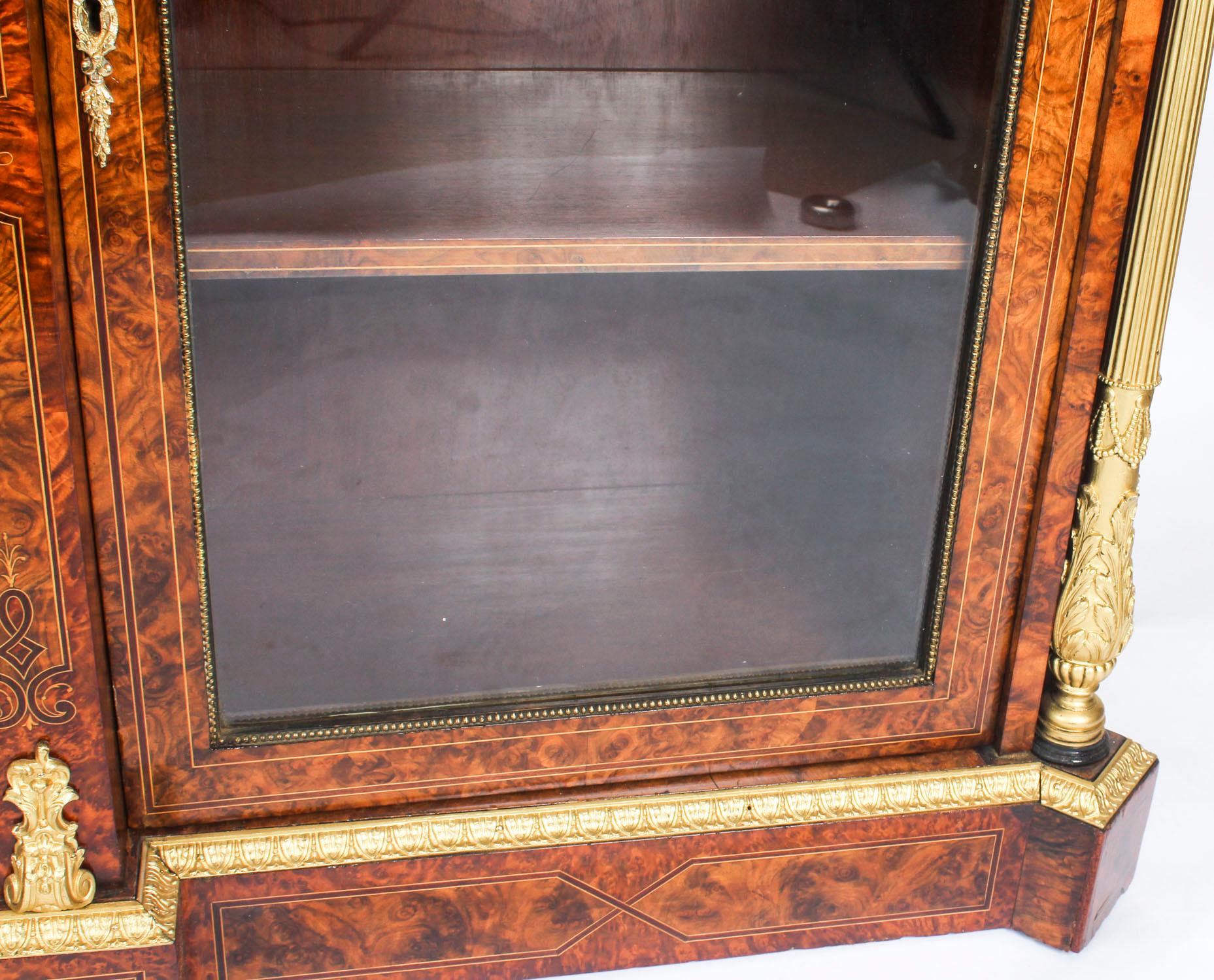 Antique Victorian Burr Walnut Inlaid Credenza Edwards & Roberts 19th Century 7