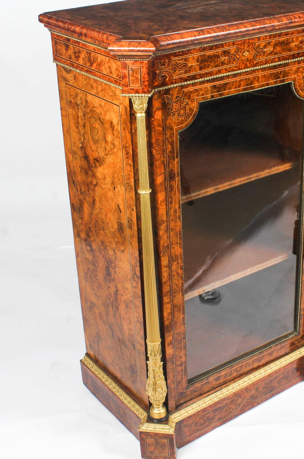 Antique Victorian Burr Walnut Inlaid Credenza Edwards & Roberts 19th Century 8
