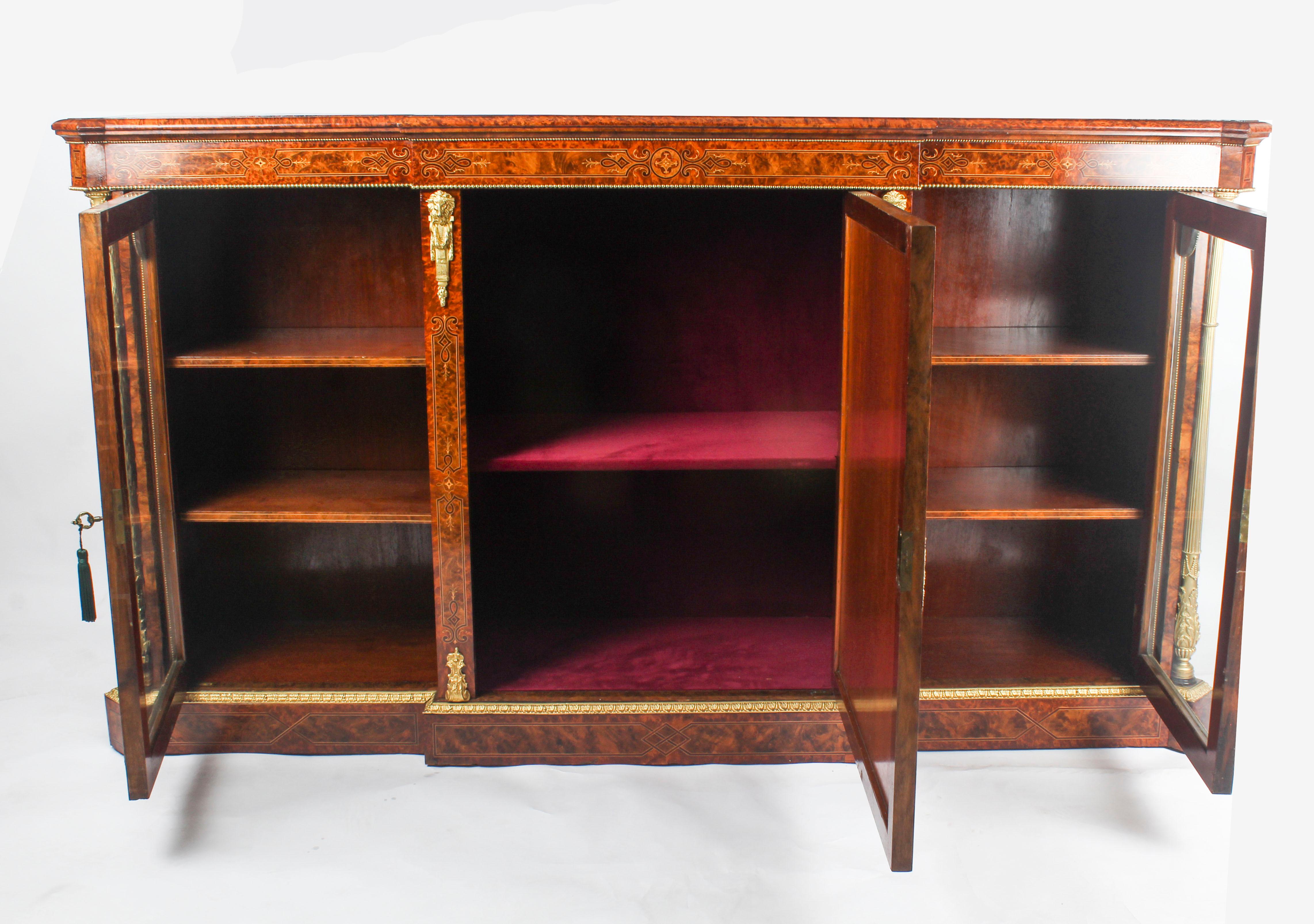 Antique Victorian Burr Walnut Inlaid Credenza Edwards & Roberts 19th Century 9
