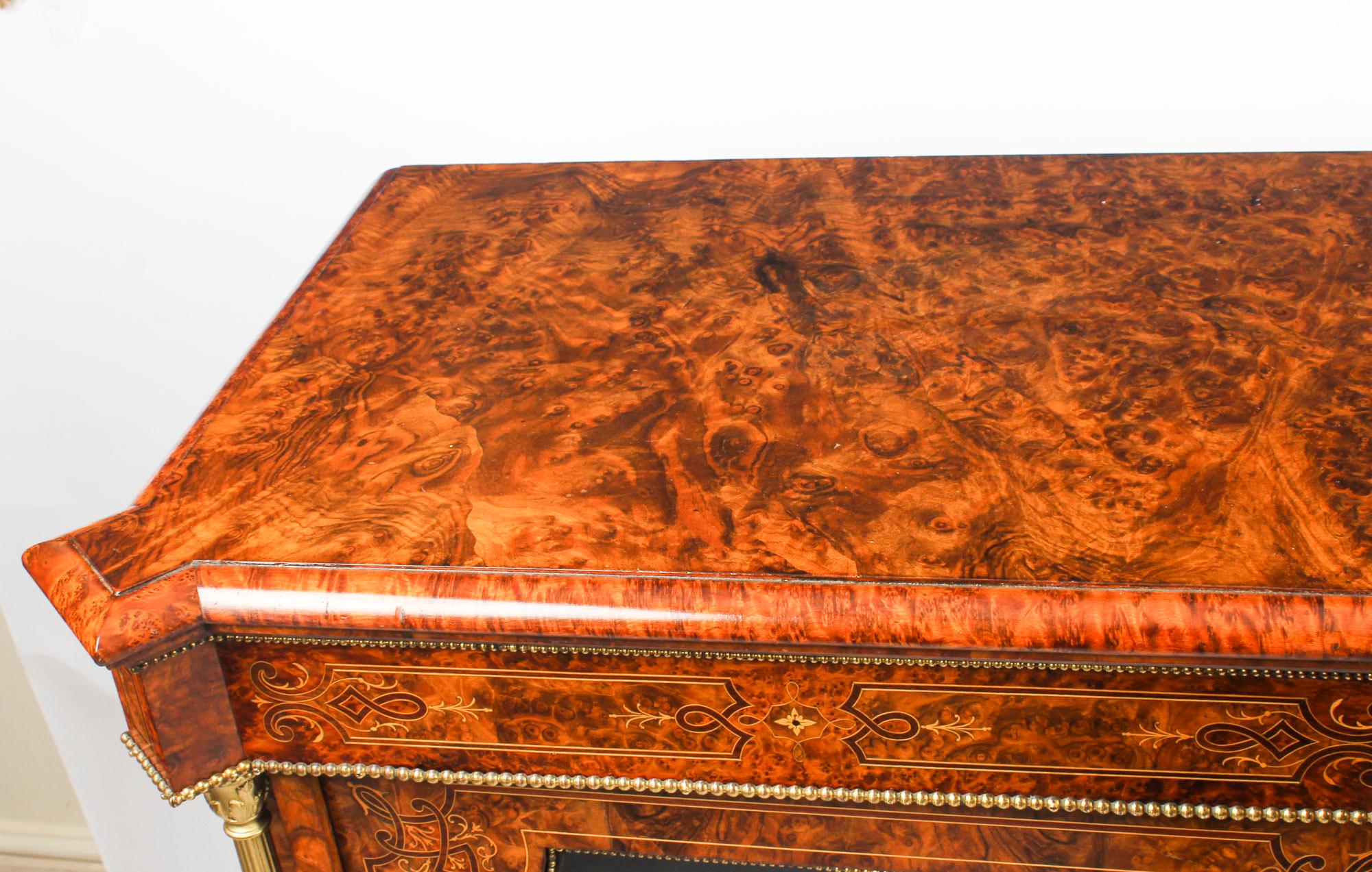 Antique Victorian Burr Walnut Inlaid Credenza Edwards & Roberts 19th Century In Excellent Condition In London, GB