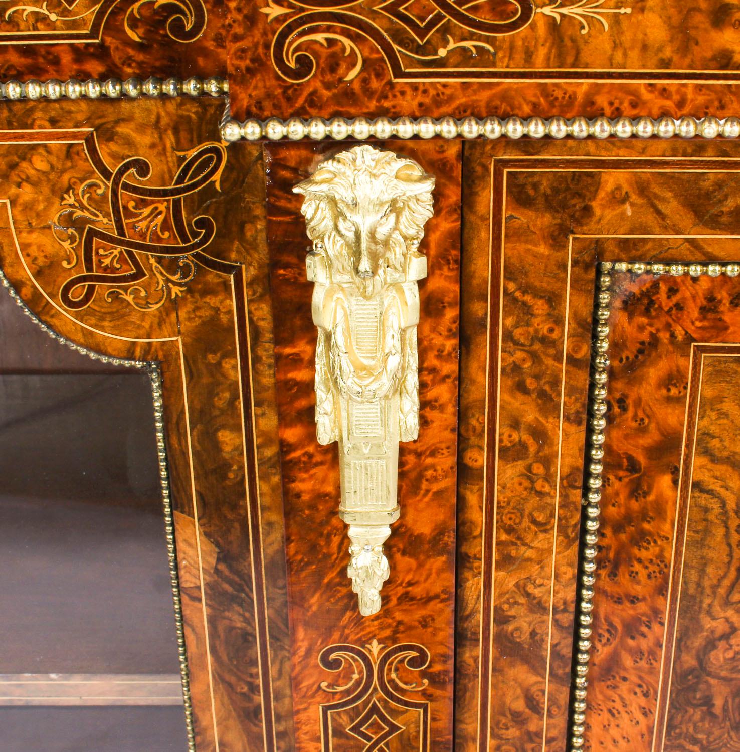 Antique Victorian Burr Walnut Inlaid Credenza Edwards & Roberts 19th Century 2