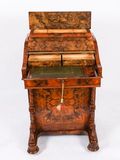 Antique Victorian Burr Walnut & Inlaid Davenport Desk c.1860 19t Century