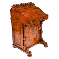 Antique Victorian Burr Walnut & Inlaid Davenport Desk c.1860 19t Century