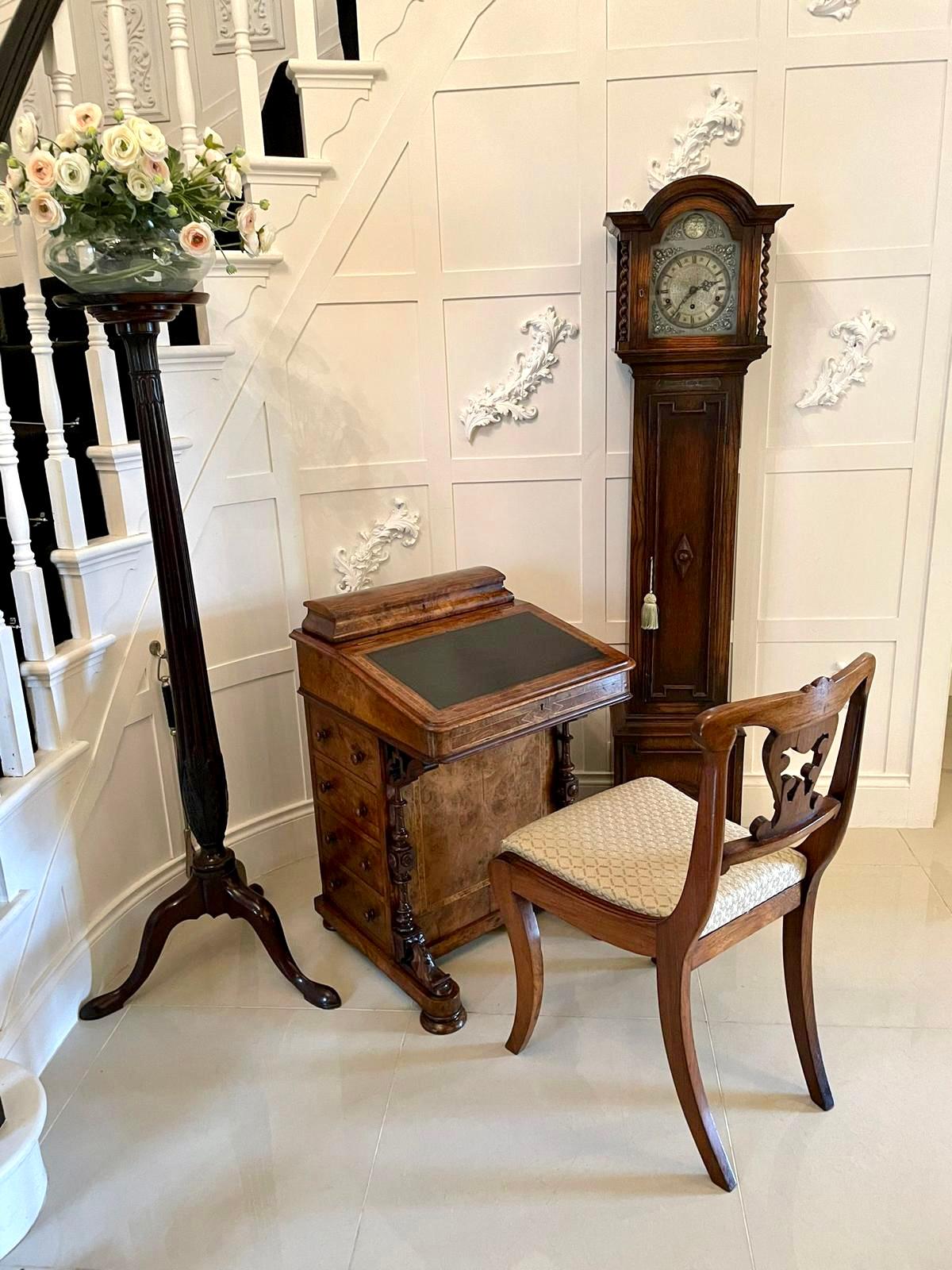 Antique Victorian Burr Walnut Inlaid Freestanding Davenport For Sale 2